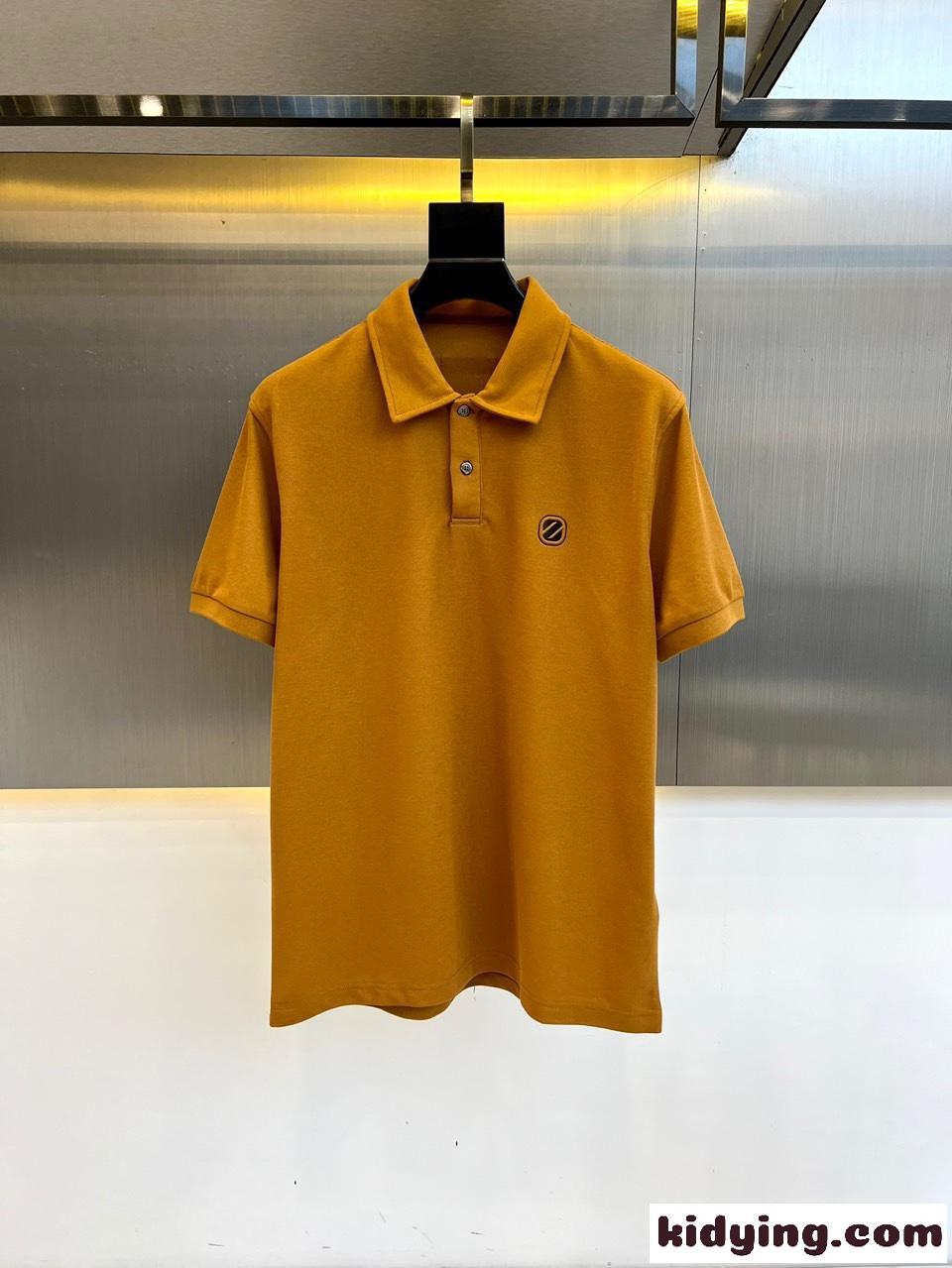 洗練された エルメネジルド・ゼニア 半袖Tシャツ コピー コットンピケ ポロシャツ オレンジ-0
