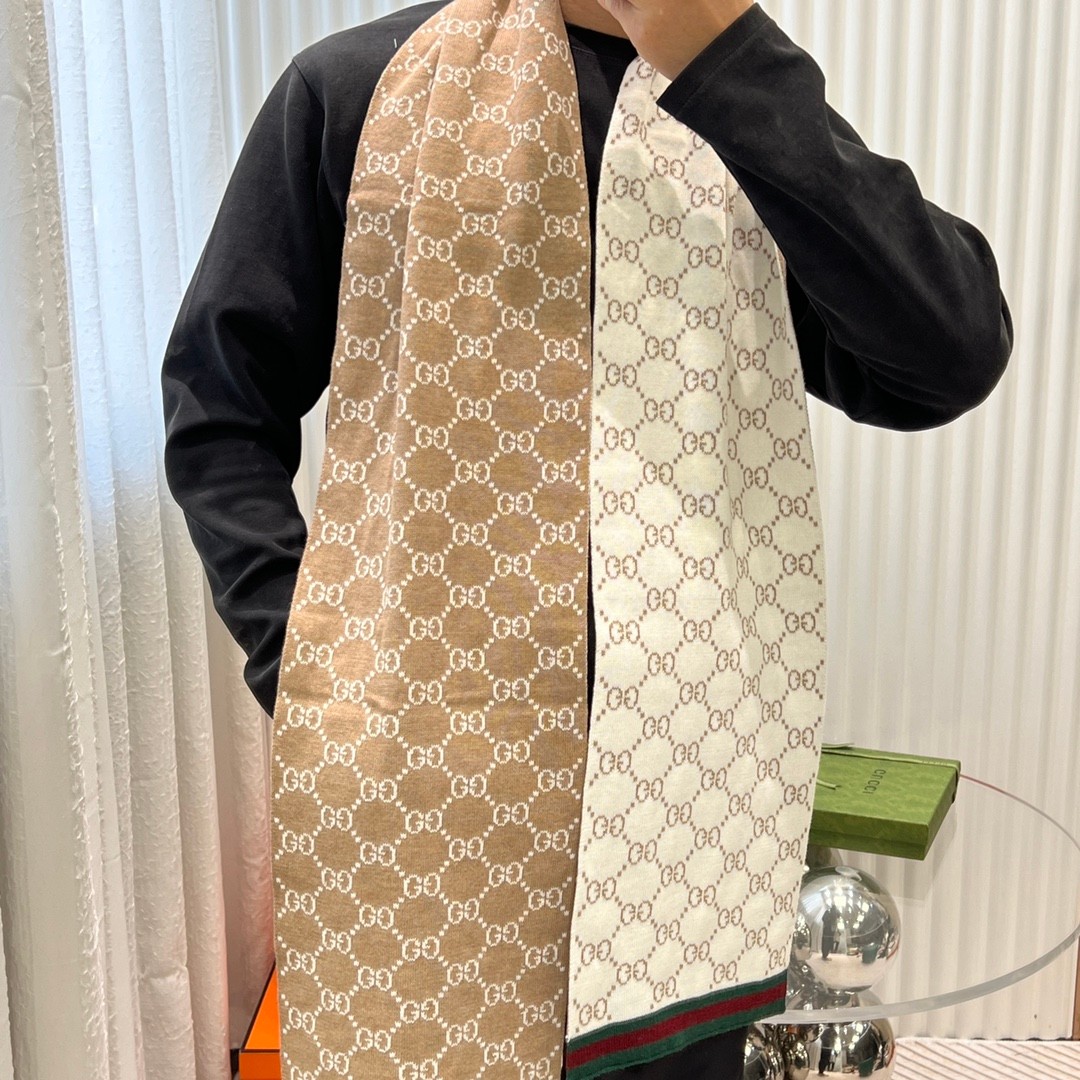 グッチ スカーフ コピー ユニセックス 定番 人気 カシミヤ ニット マフラー-2