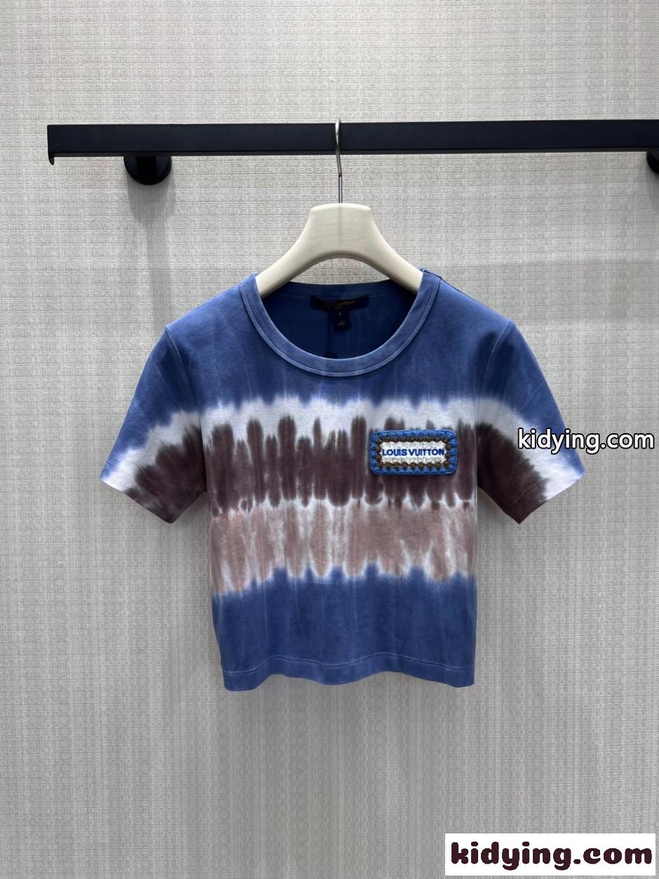 タイダイ クロップトップ 半袖Tシャツ ルイ・ヴィトン Tシャツ コピー コットン-0