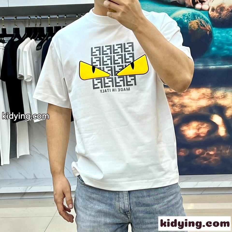 カジュアル プリント 半袖Tシャツ フェンディ Tシャツ 偽物 ホワイト-1