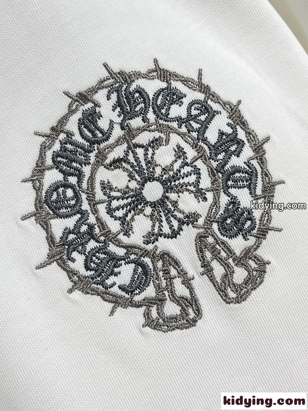 カジュアル 刺繍入り クロムハーツ Tシャツ 偽物 コットン クルーネック-3