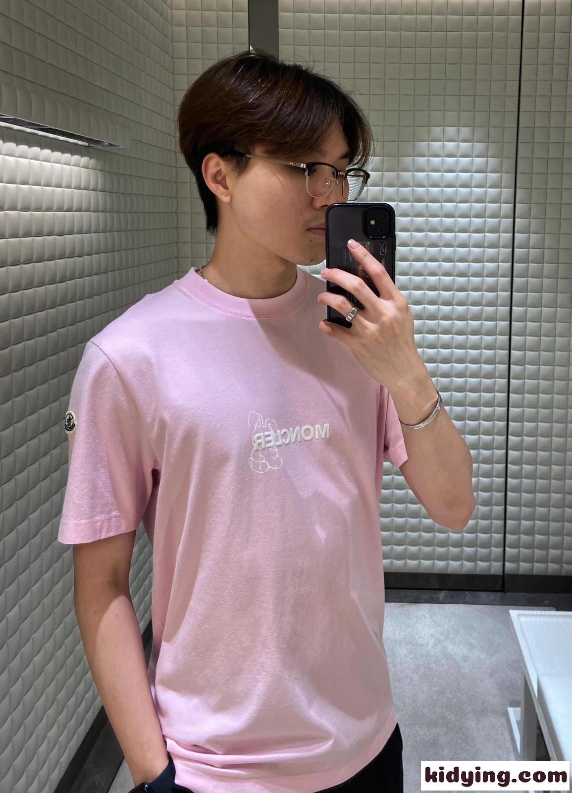 モンクレール Tシャツ コピー シンプル ロゴ入り コットン 半袖Tシャツ ユニセックス ピンク-5