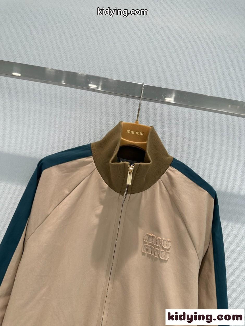 洗練された 配色 トラックジャケット ミュウミュウ ジャケット コピー-1