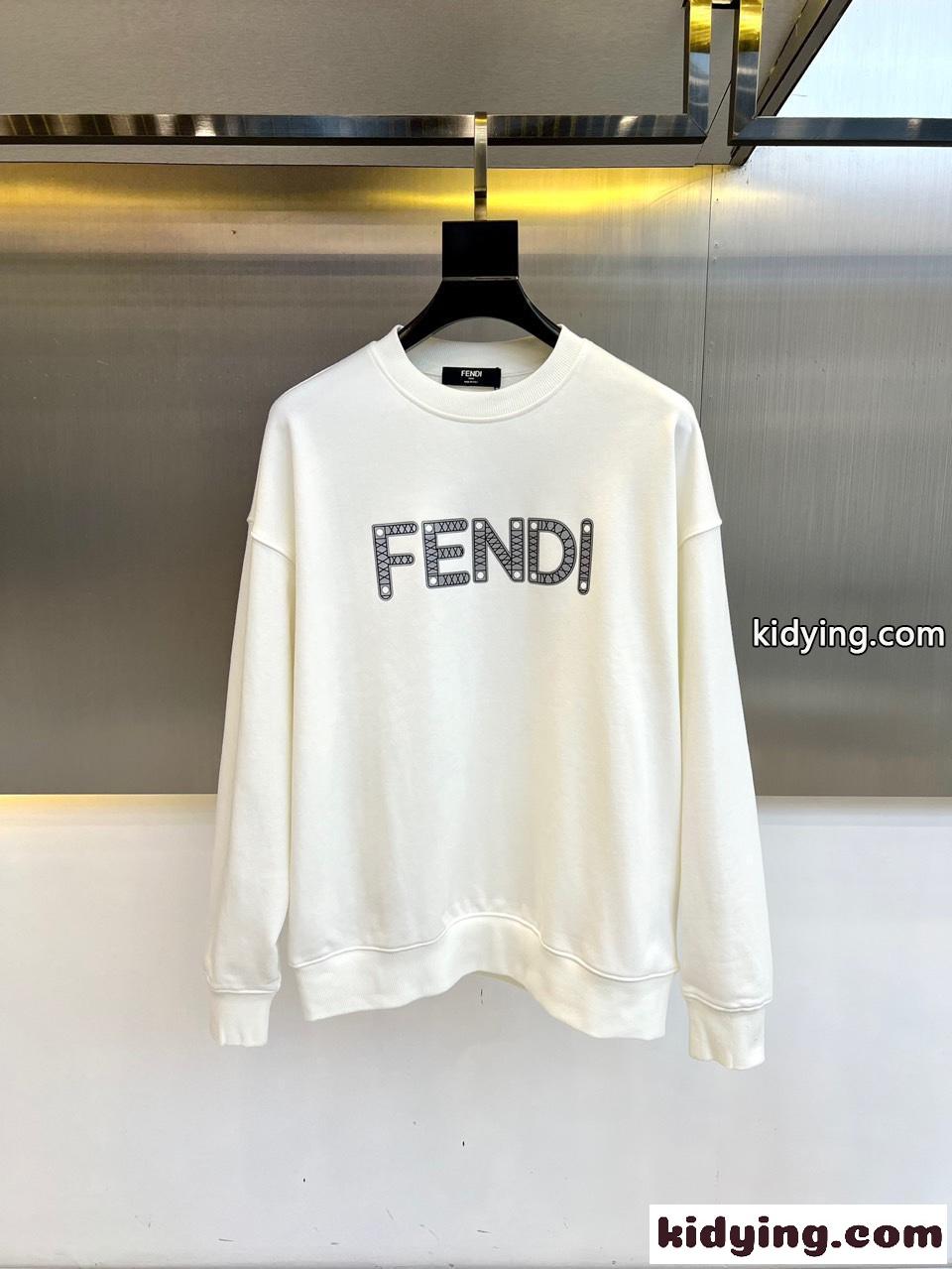 カジュアル ゆったり ロゴ入り フェンディ Tシャツ コピー スウェットシャツ ホワイト-0