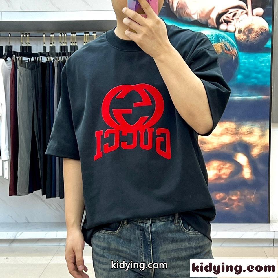 リラックス 半袖Tシャツ グッチ Tシャツ コピー ロゴプリント ブラック-2
