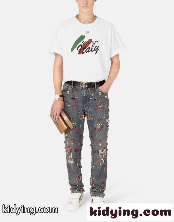 ベーシック 合わせやすい プリント ドルチェ&ガッバーナ Tシャツ コピー 半袖 クルーネック-1