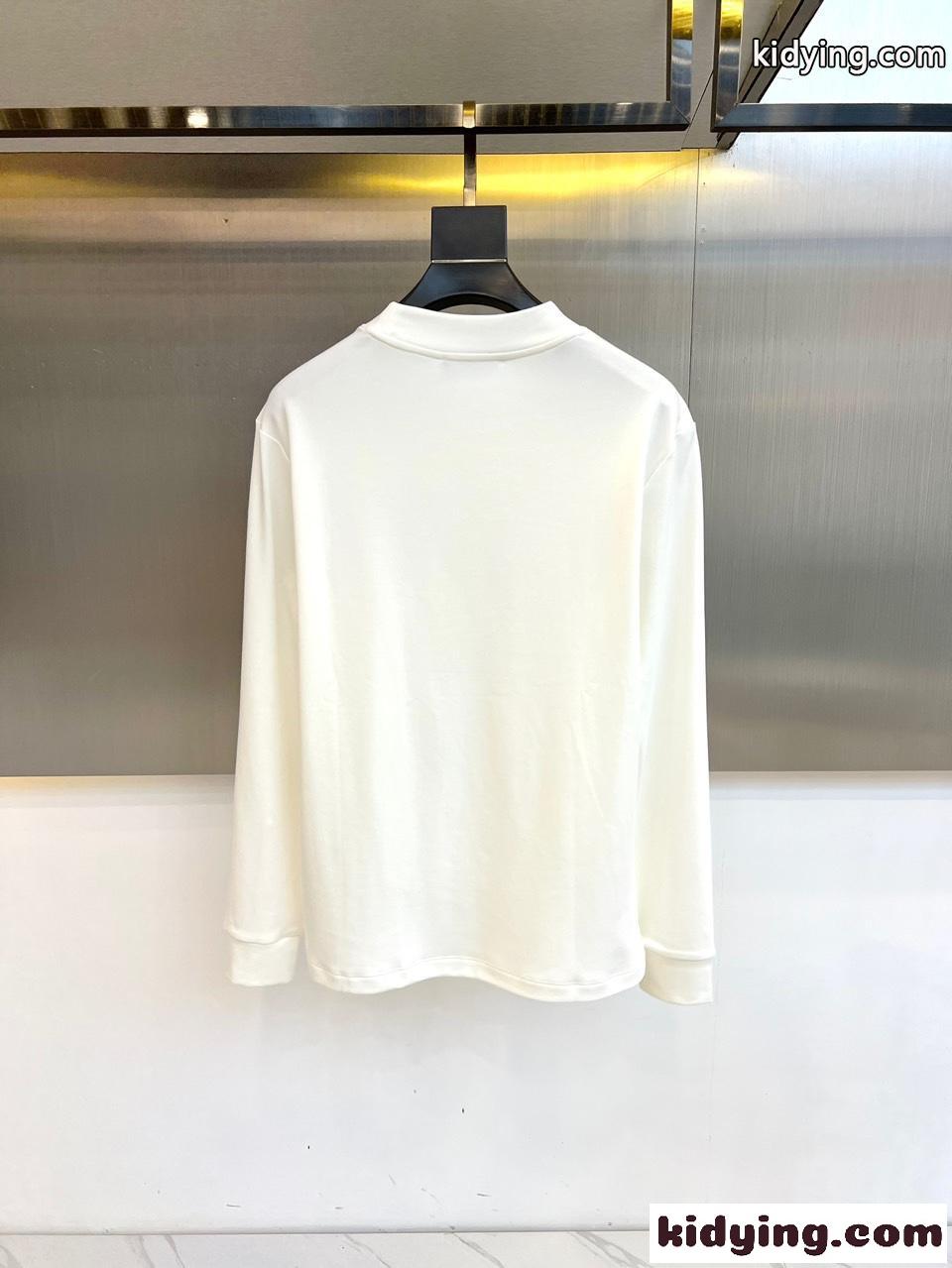 刺繍入り コットン 長袖Tシャツ フェンディ Tシャツ コピー ホワイト-3
