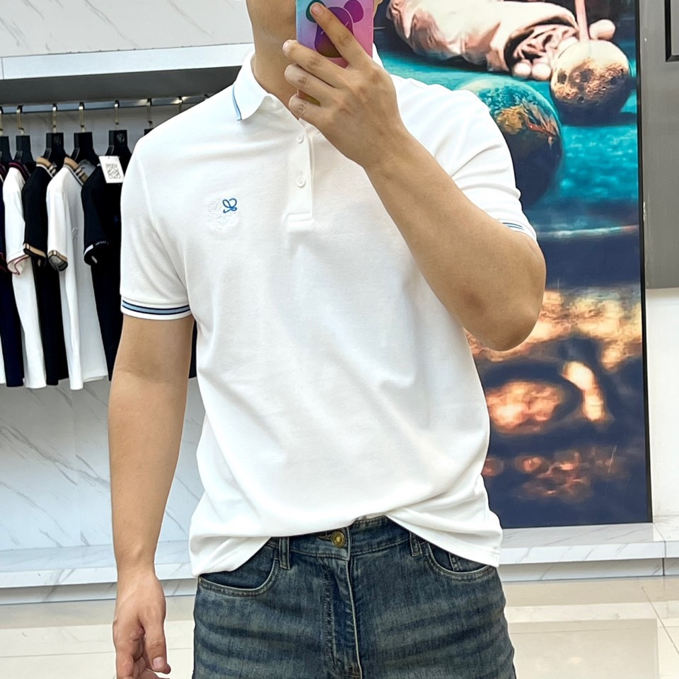 カジュアル 定番 コットンピケ ポロシャツ ロエベ Tシャツ 偽物 半袖 ホワイト-2