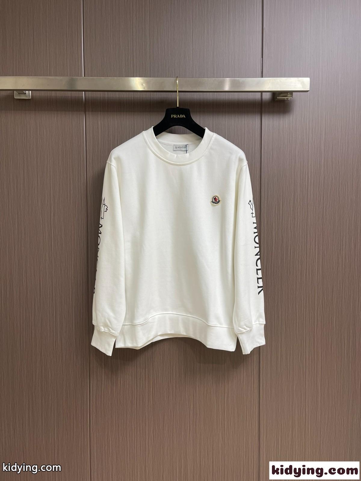 カジュアル ロゴプリント コットン スウェットシャツ モンクレール Tシャツ コピー ホワイト-0