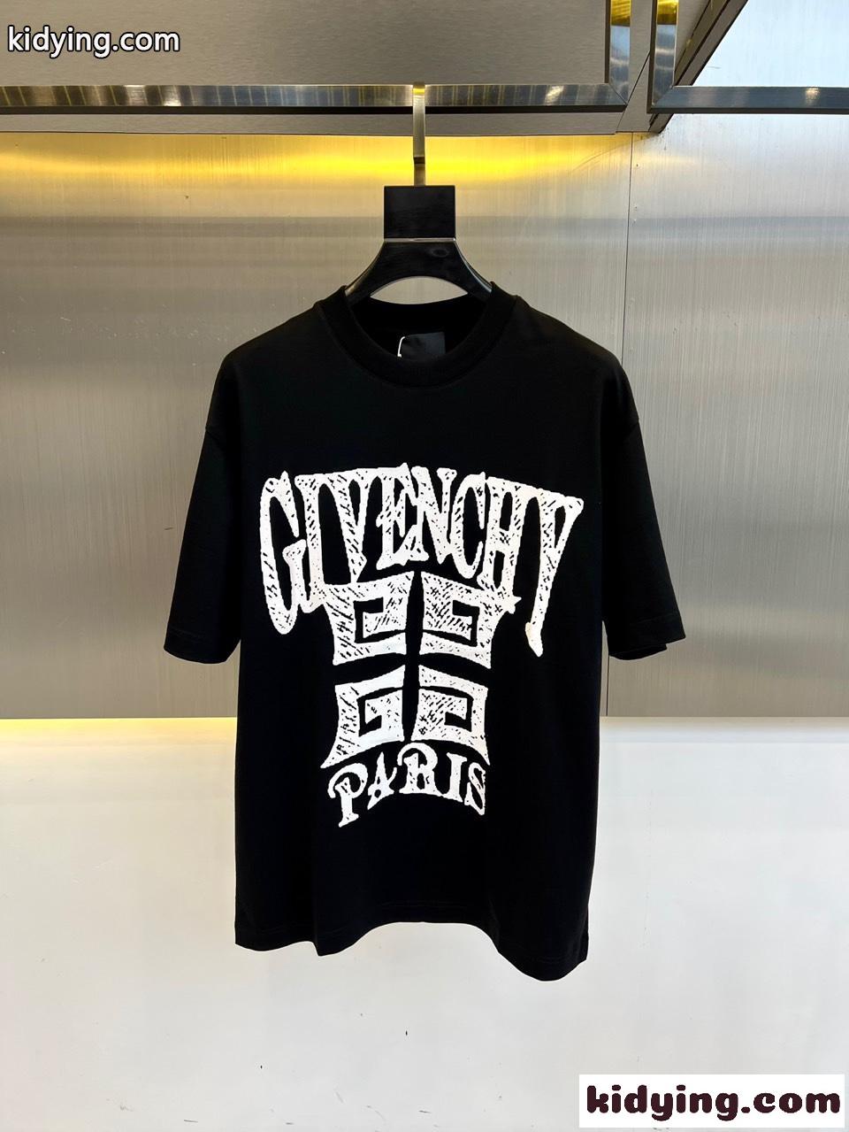 目を引く ロゴプリント コットン ジバンシィ Tシャツ 偽物 半袖Tシャツ ブラック-0