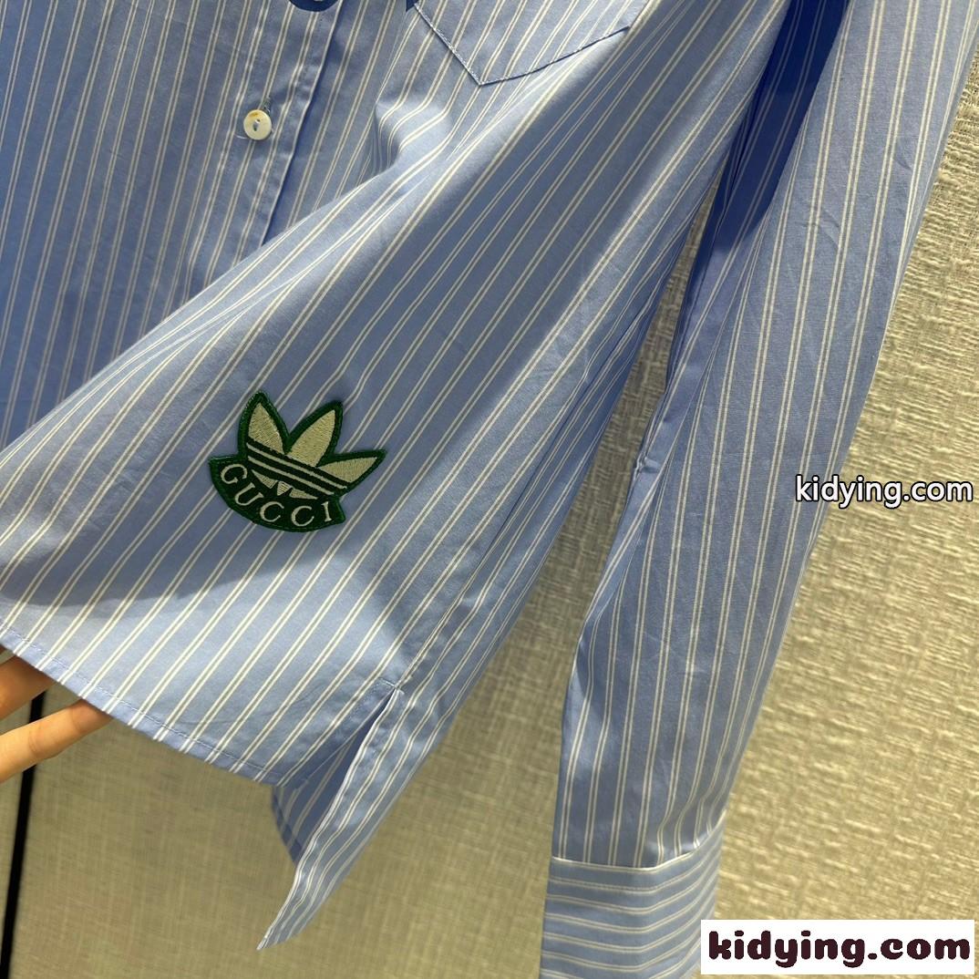 adidas x Gucci ストライプ コットン シャツ グッチ シャツ コピー 長袖 ユニセックス-4