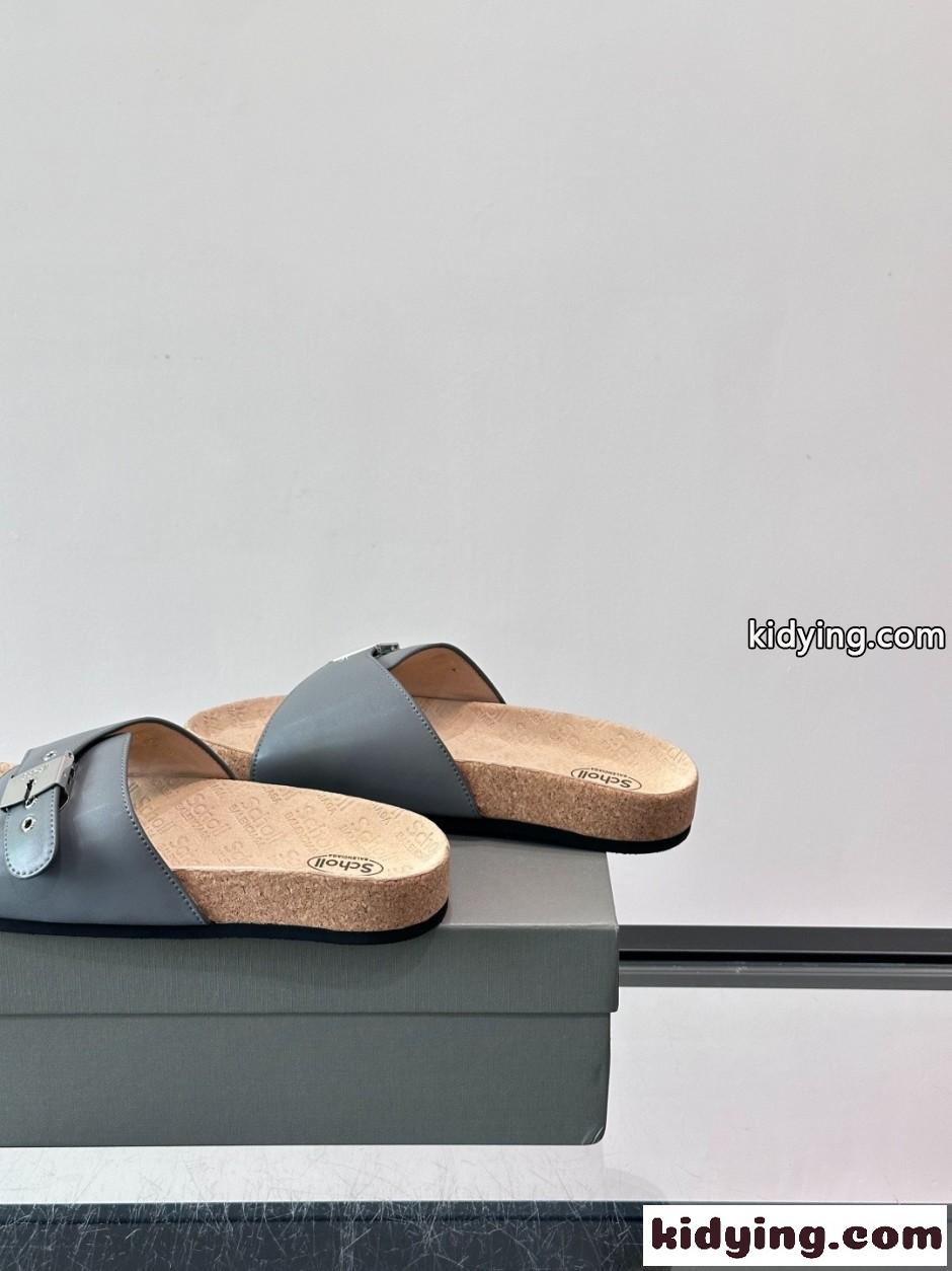 BALENCIAGA × Scholl コラボレーション サンダル バレンシアガ コピー グレー-1