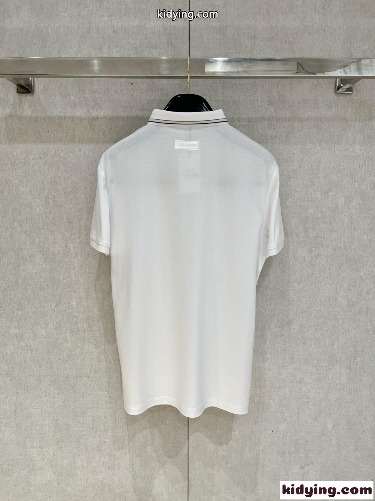 定番 カジュアル 半袖ポロシャツ トムフォード Tシャツ 偽物 ホワイト-3