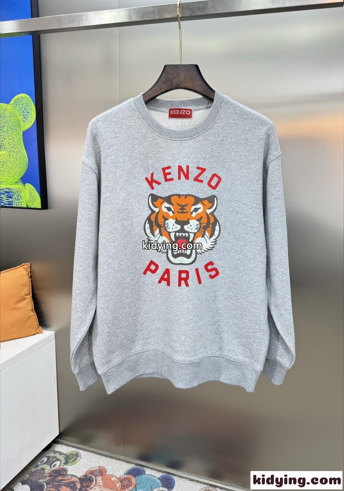 LUCKY TIGER プリント クルーネック スウェットシャツ ケンゾー Tシャツ コピー-2