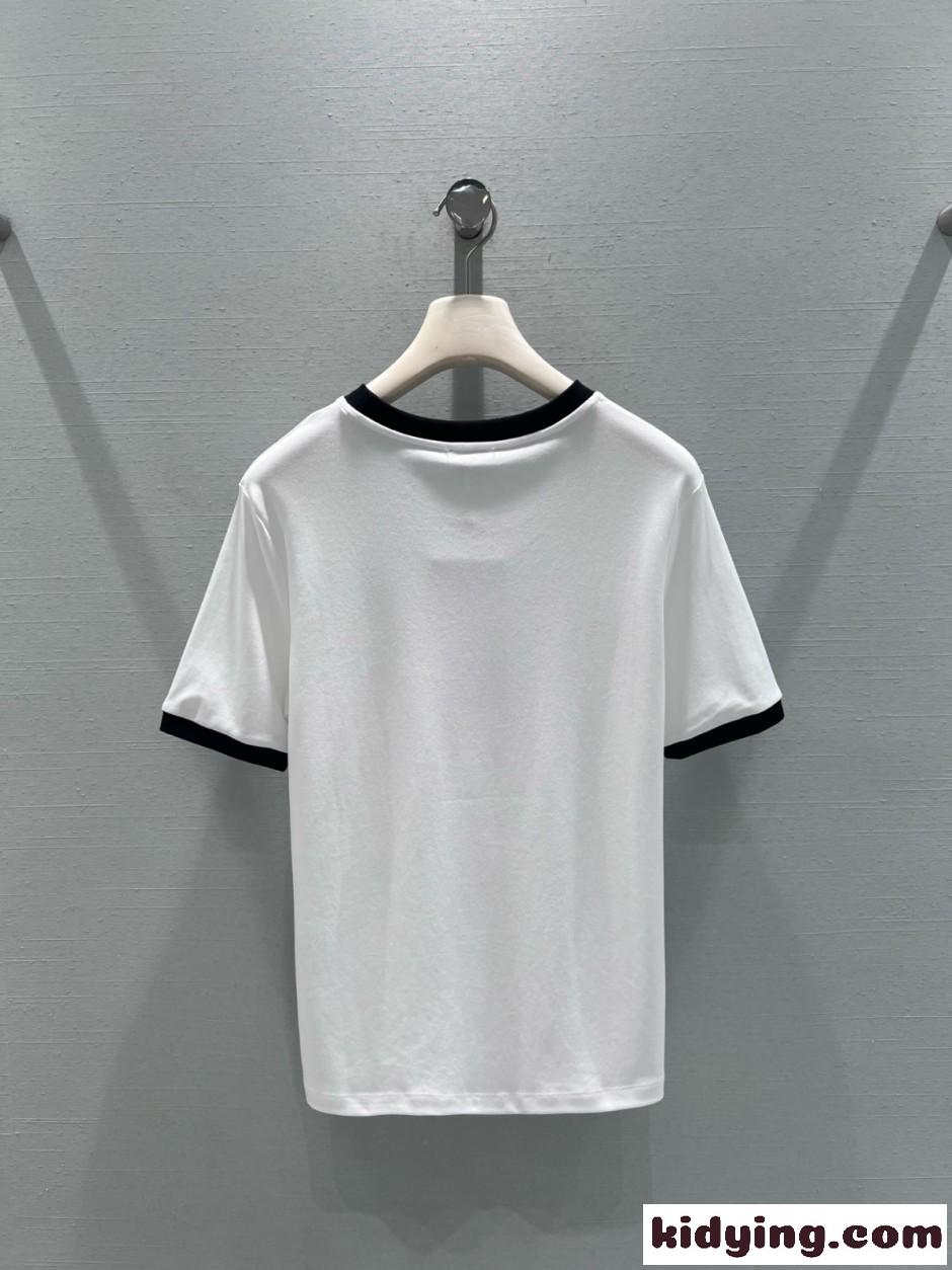 カジュアル コットン 半袖Tシャツ シャネル Tシャツ コピー ホワイト-0