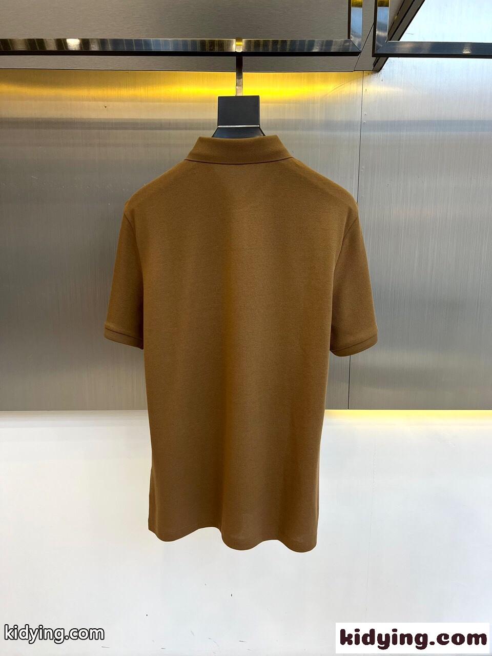 上品 カジュアル エルメネジルド・ゼニア 半袖Tシャツ コピー コットンピケ ポロシャツ ブラウン-3