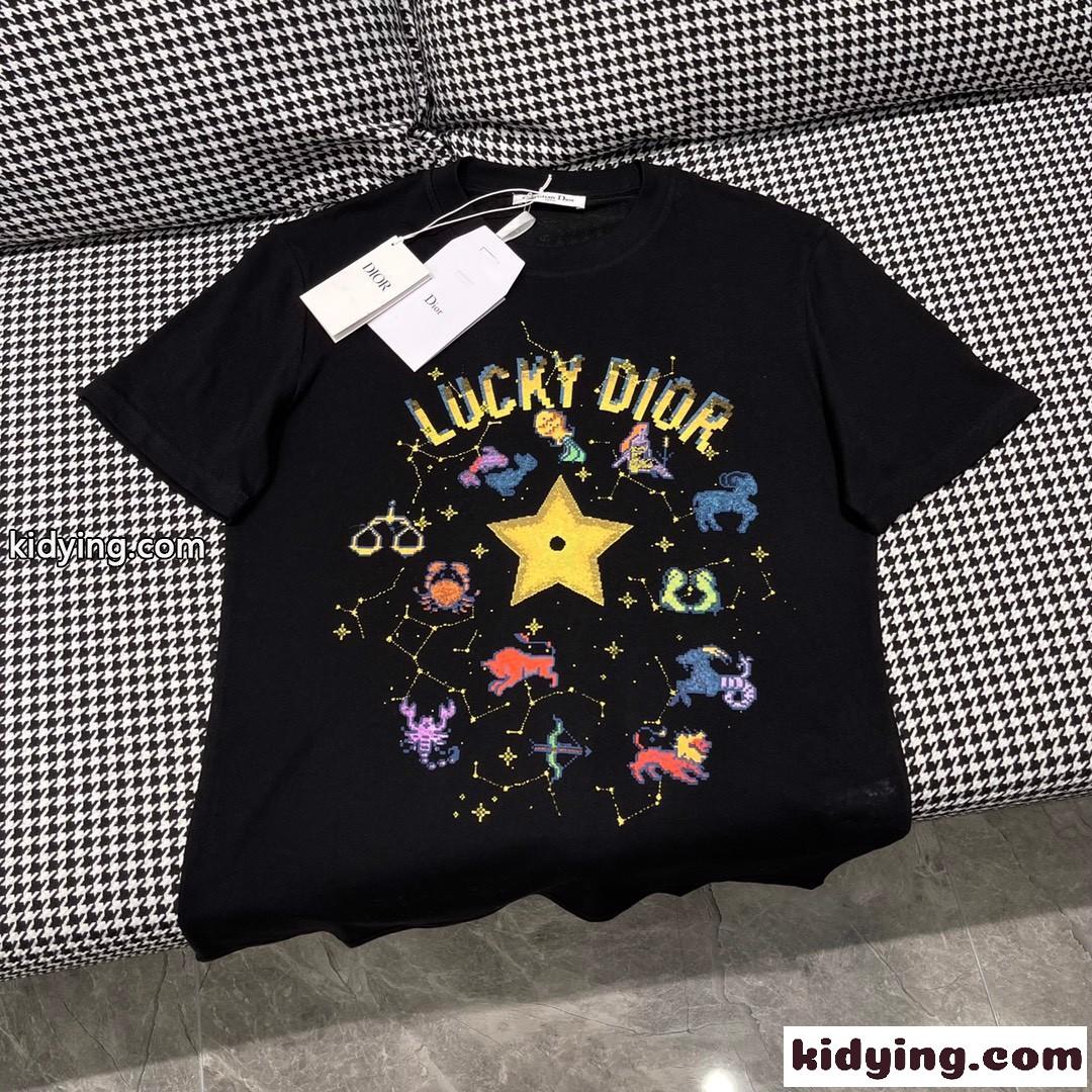LUCKY DIOR おしゃれ 定番 クルーネック クリスチャン・ディオール Tシャツ コピー 半袖 トップス-1