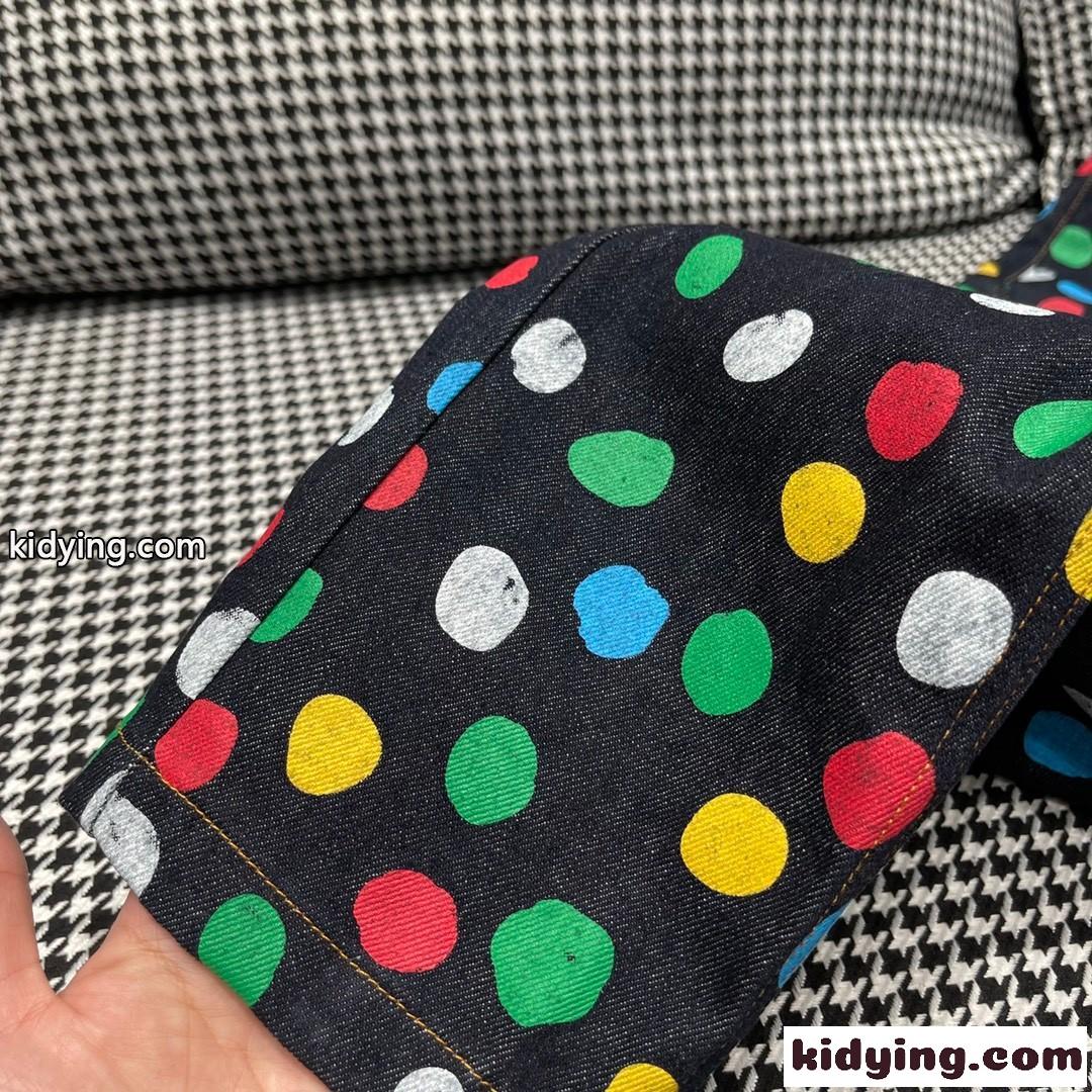 LV × YK ペインティッド ドット ジーンズ ルイヴィトン ジーンズ コピーデニムパンツ-4