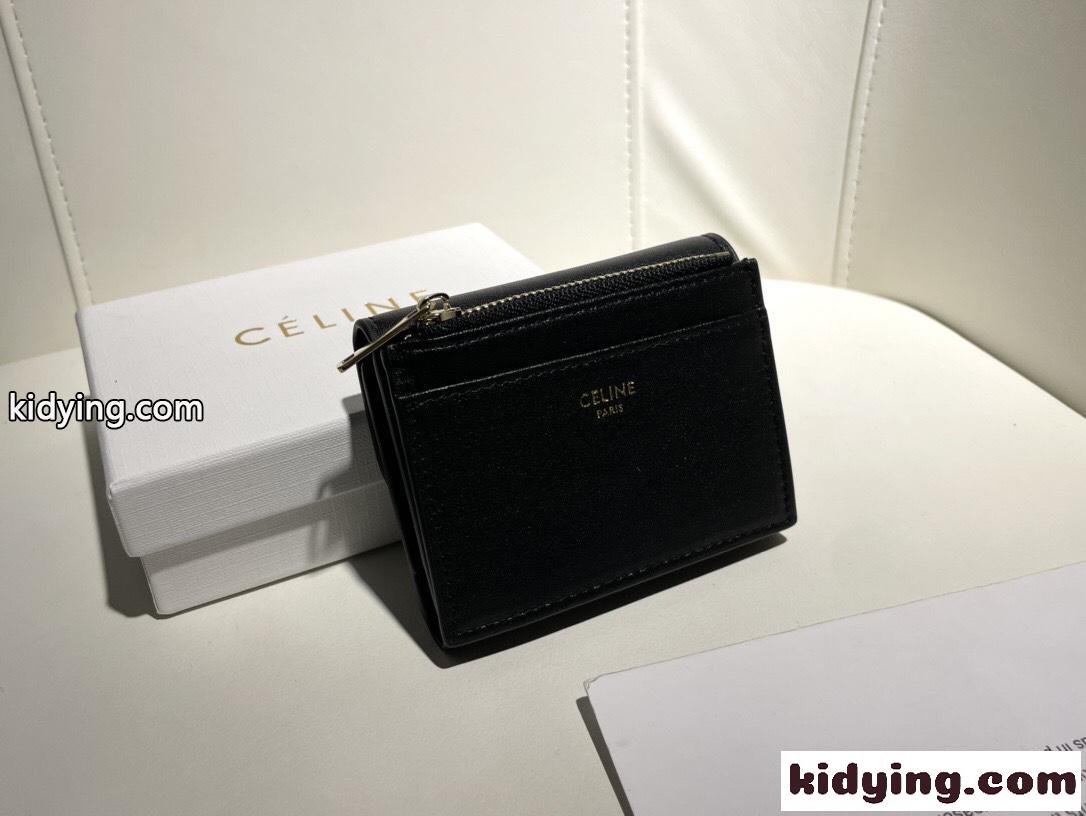 セリーヌ 財布 コピー 2つ折り財布 カーフレザー コイン入れ付き コンパクト ウォレット-0