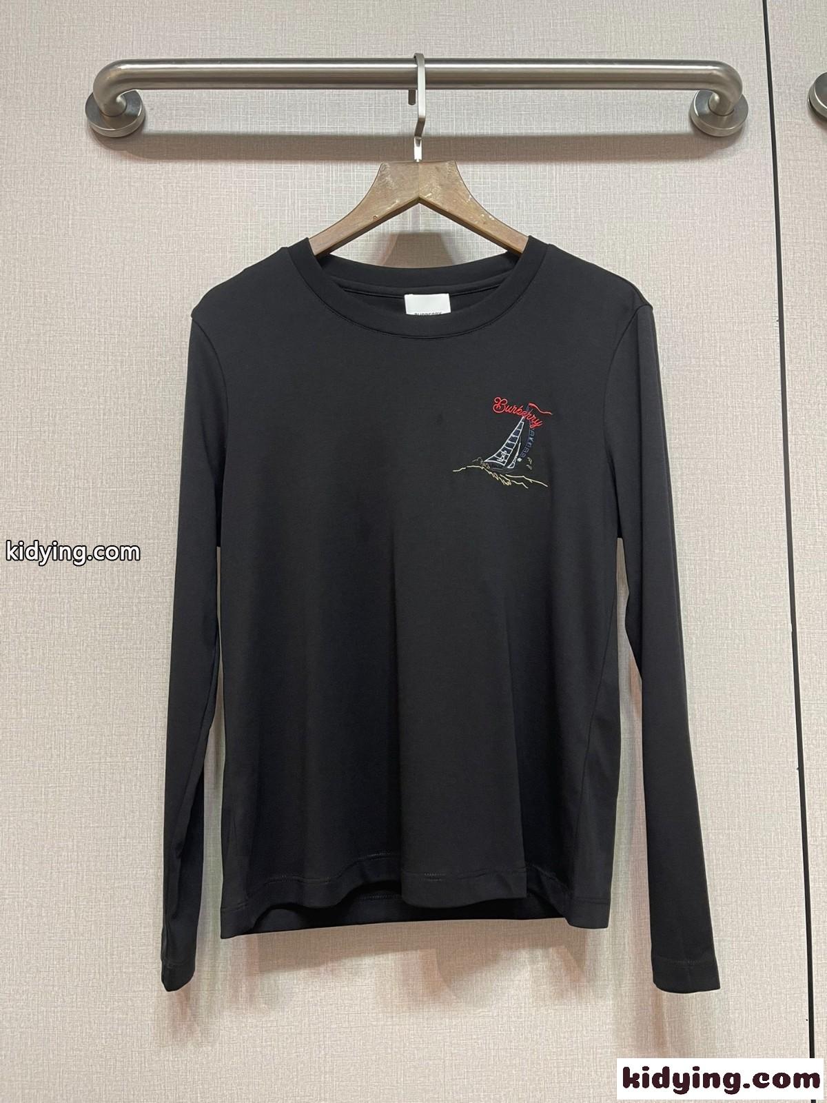 4色あり シンプル セイルボート 長袖Tシャツ バーバリー Tシャツ コピー クルーネック-1