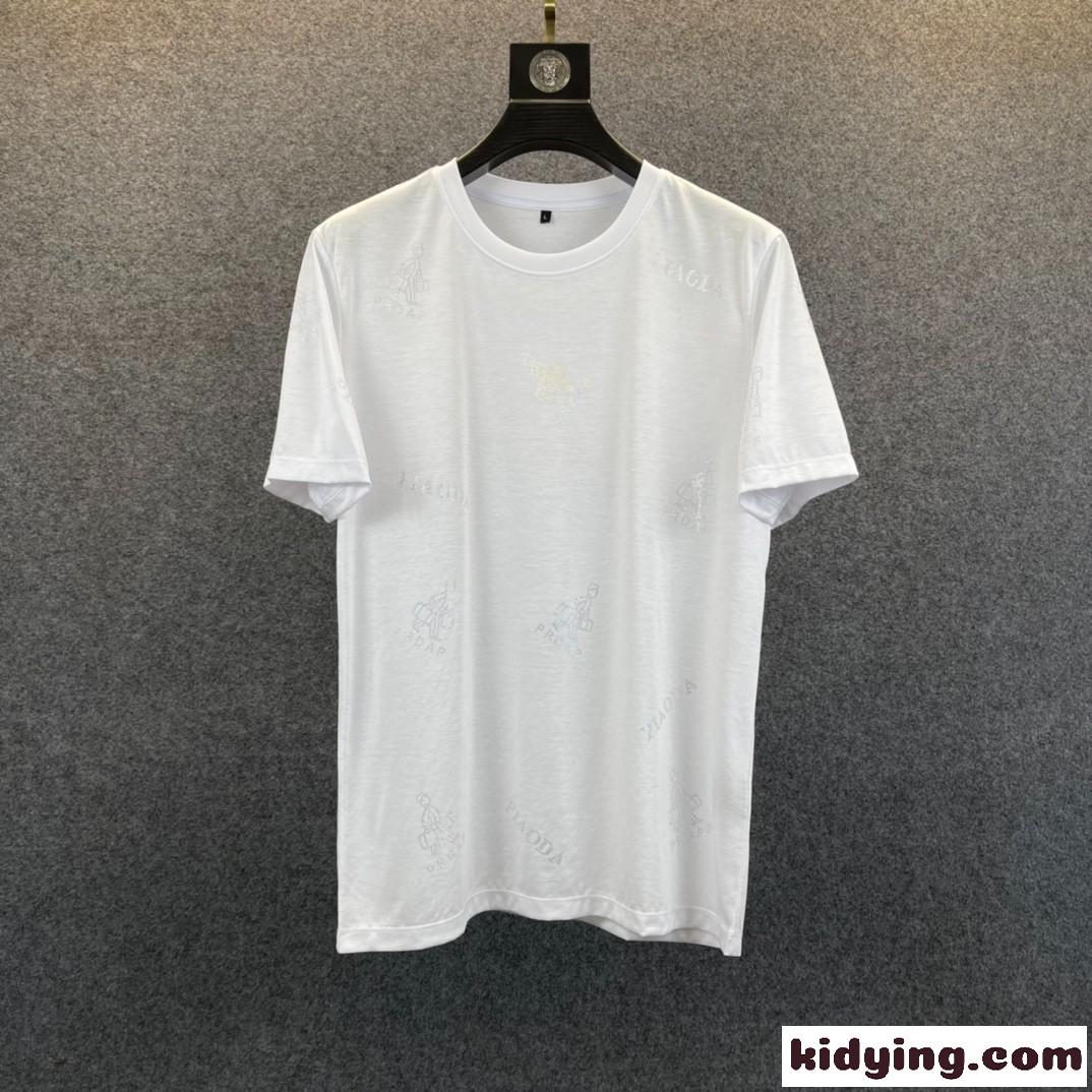 メンズ ファッション プラダ 半袖tシャツ コピー シンプル カジュアル 合わせやすい ラウンドネック ホワイト ブラック-3
