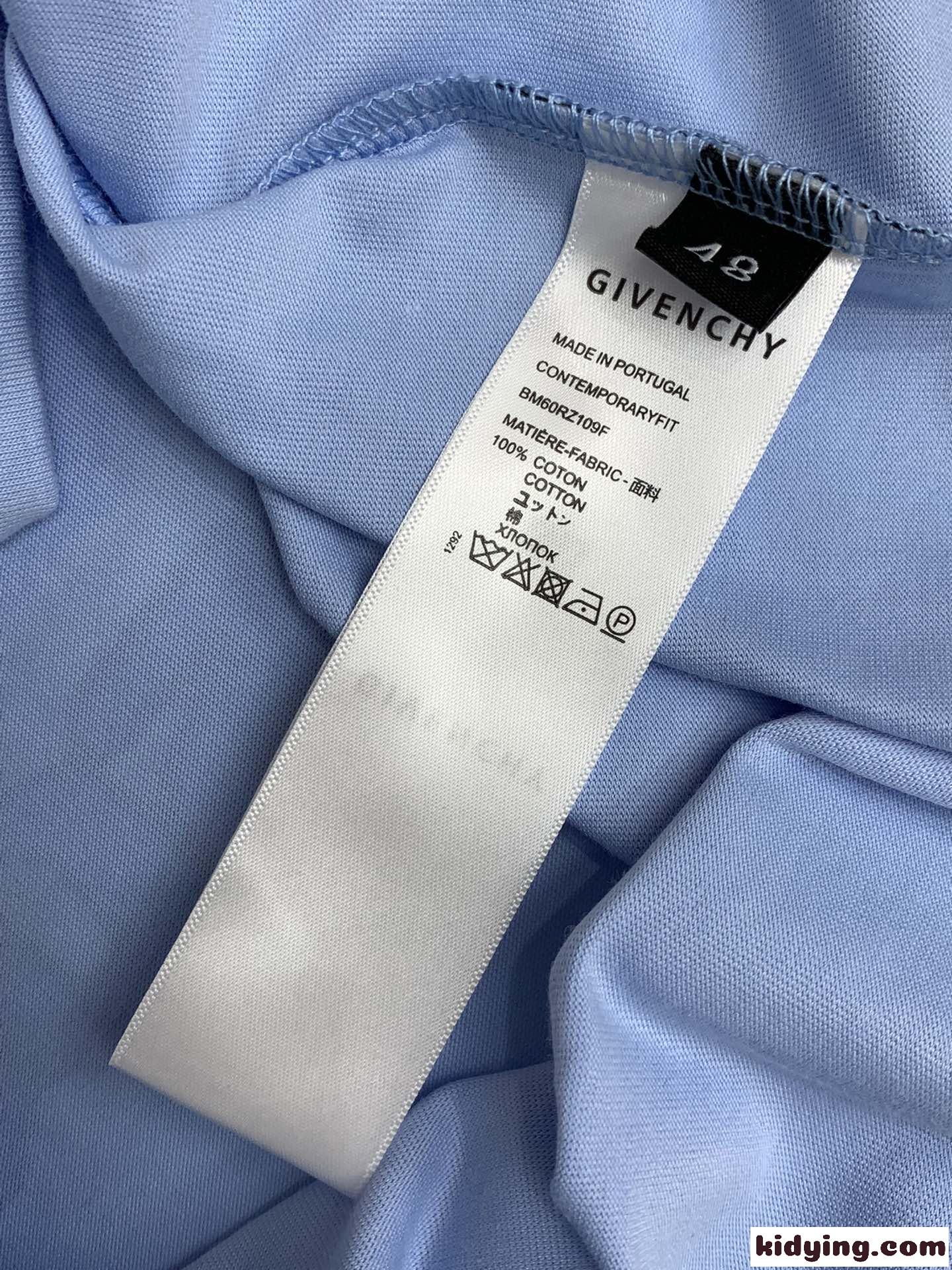 着心地いい コットン ジバンシィ Tシャツ 偽物 クルーネック 半袖Tシャツ ブルー-3