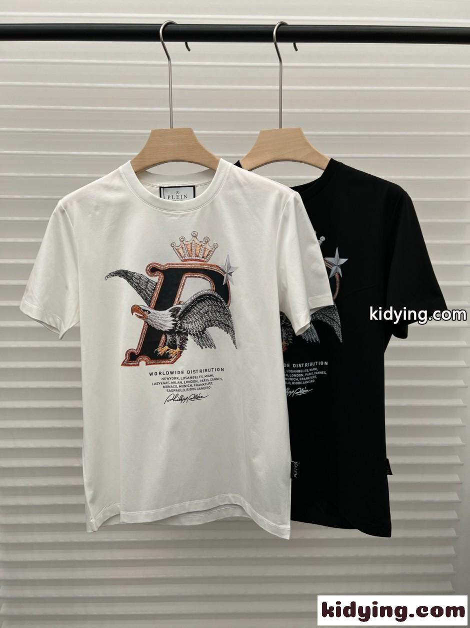 存在感抜群 イーグル ロゴ 半袖Tシャツ フィリッププレイン Tシャツ 偽物-0