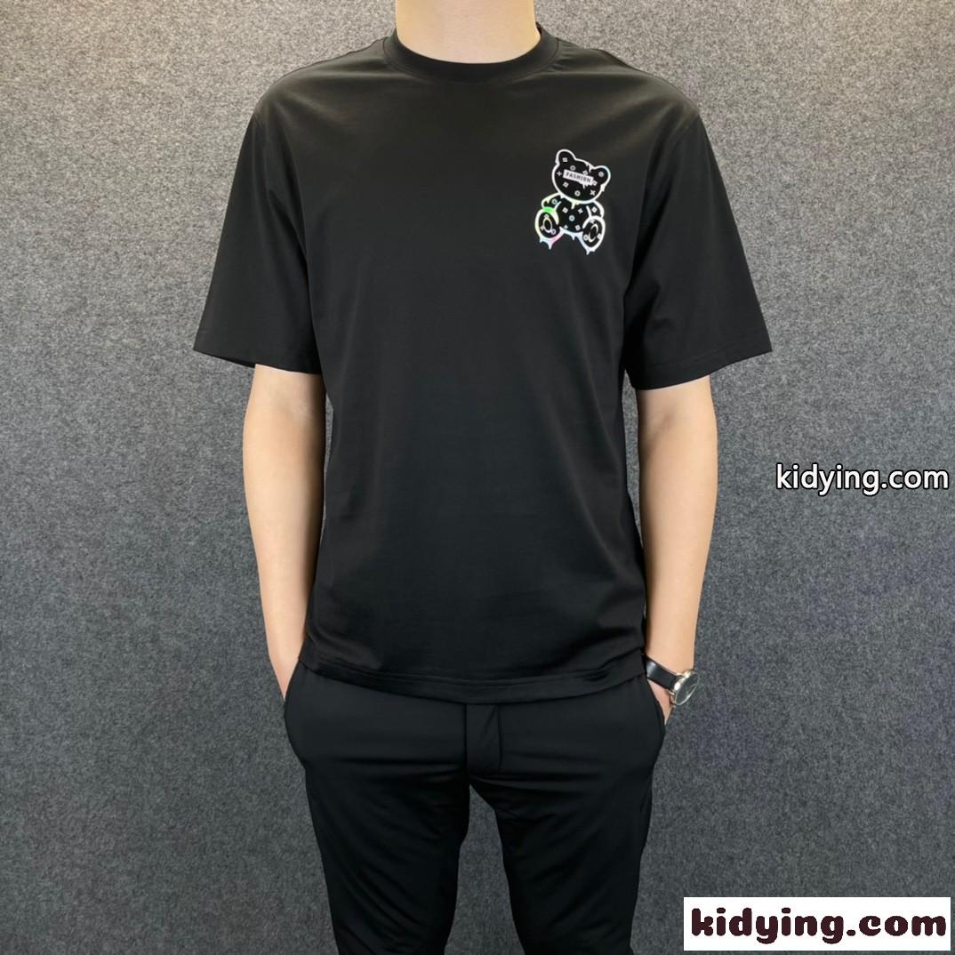 高品質 着心地いい 快適 クルーネック フィリッププレイン 半袖Tシャツ コピー 人気 ファッション ホワイト ブラック-1