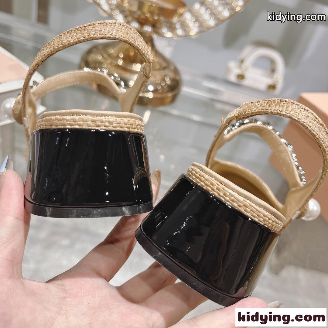 ミュウミュウ パンプス スーパーコピー パテントレザーxラフィア スリングバック パンプス-3