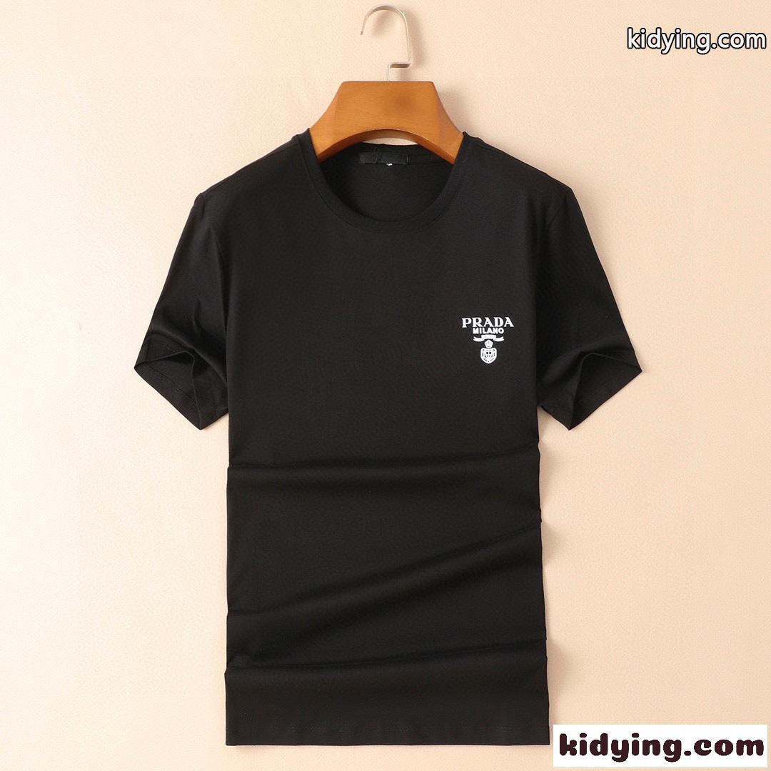 大きいサイズあり 飽きのこない 3色あり ベーシック ロゴ プリント プラダ 半袖tシャツ コピー クルーネック トップス-2