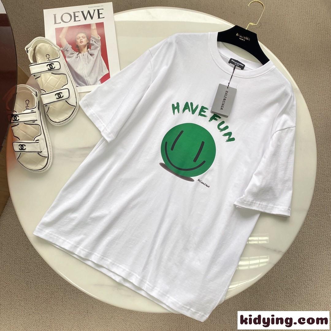 シンプル 可愛い プリント おしゃれ クルーネック バレンシアガ 半袖tシャツ コピー レディース メンズ トップス-1