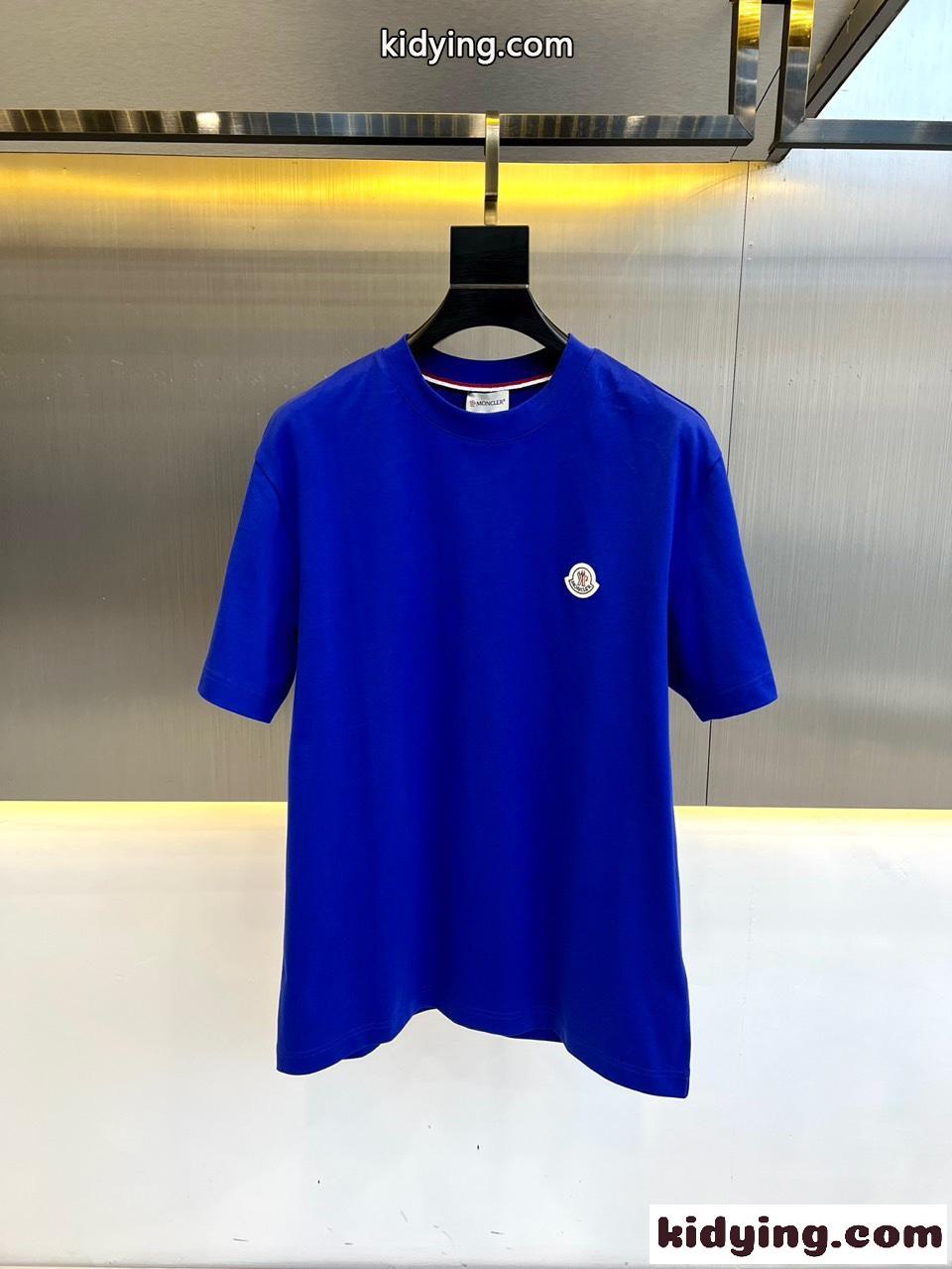 モンクレール Tシャツ コピー カジュアル 定番 クルーネック 半袖Tシャツ ブルー-0