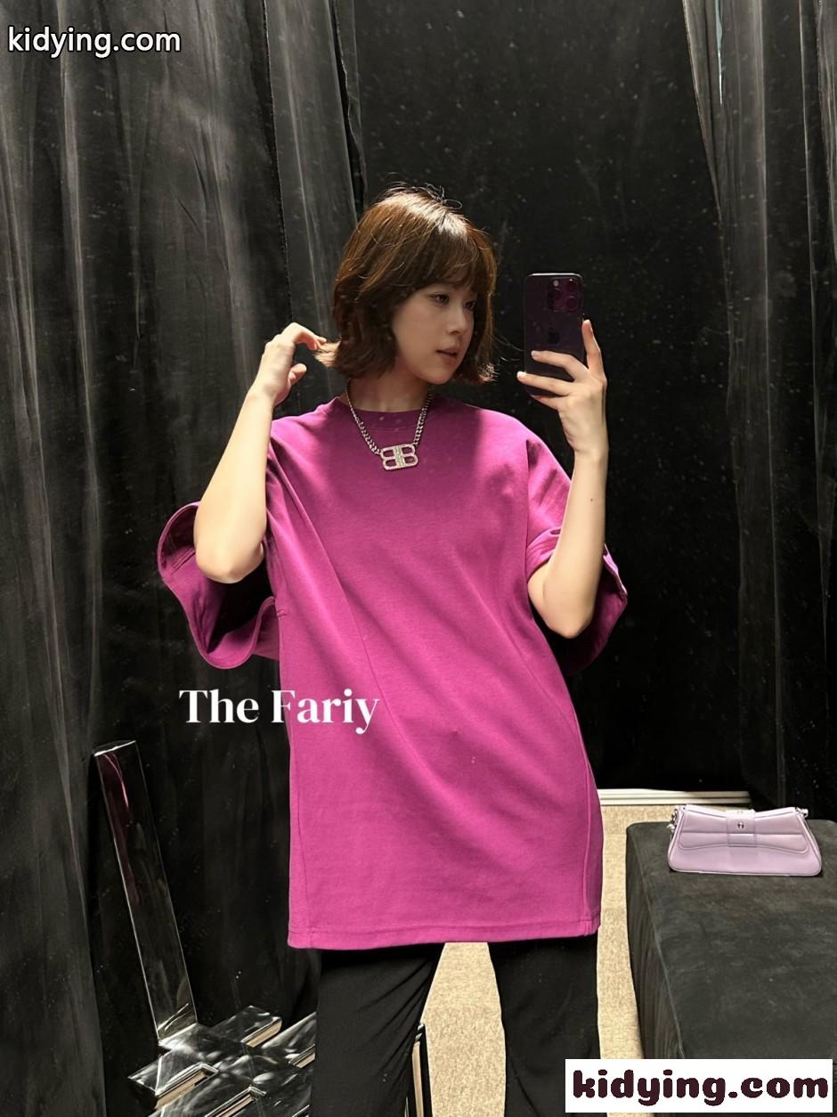 ユニセックス バレンシアガ Tシャツ 偽物 合わせやすい オーバーサイズTシャツ-4