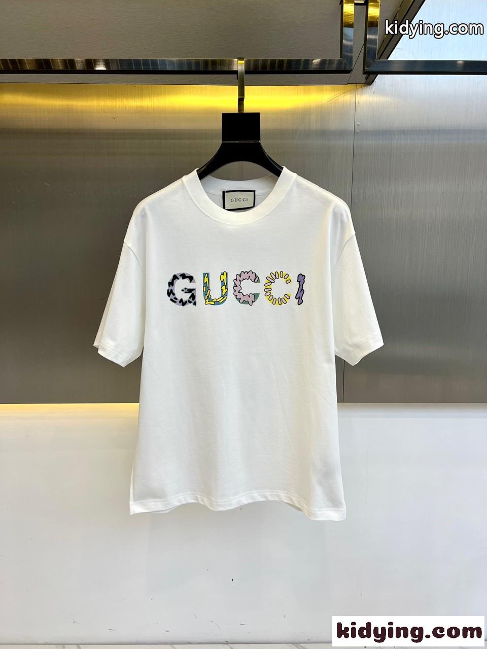 グッチ Tシャツ コピー お洒落 ロゴプリント 半袖Tシャツ ホワイト-0