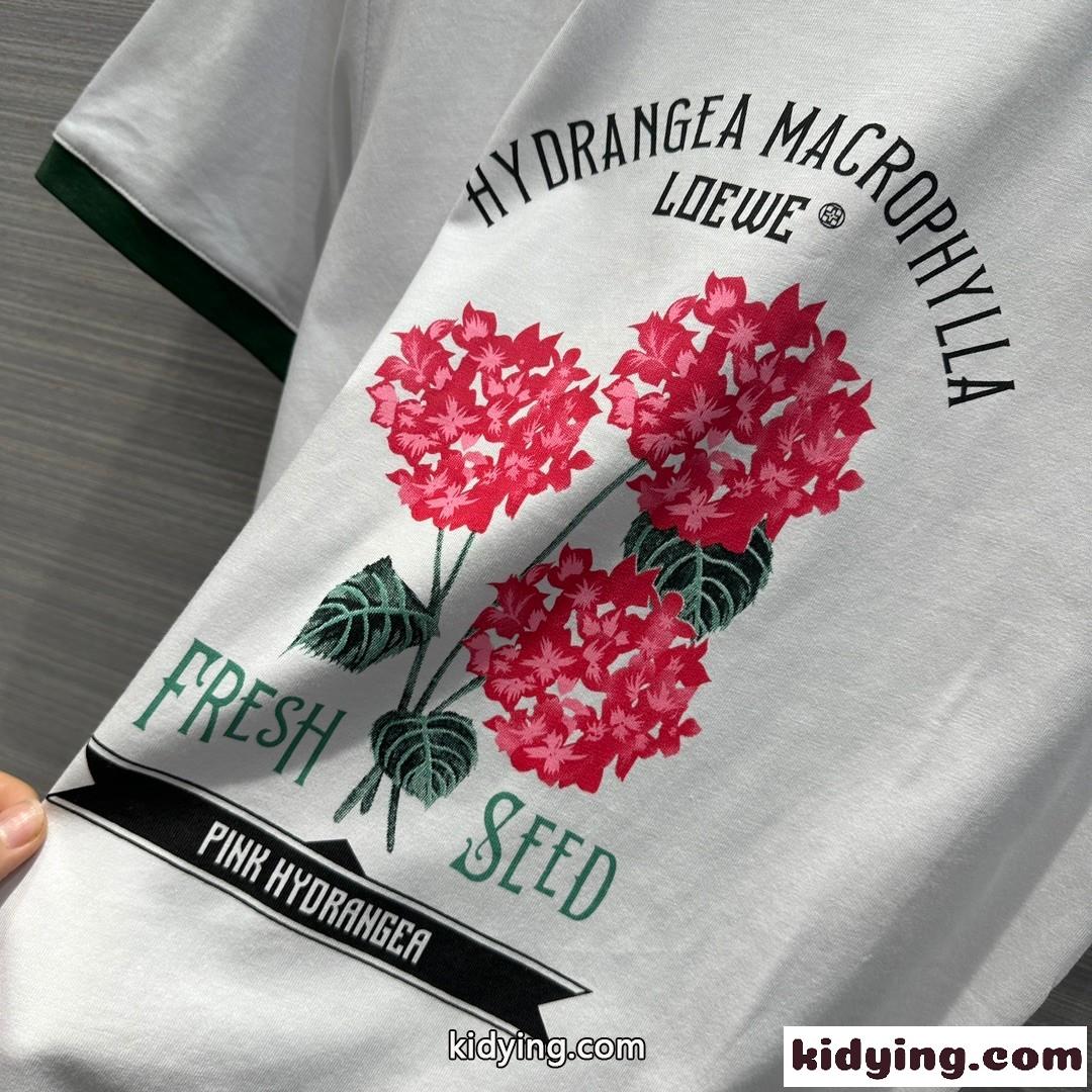 春夏 定番 クルーネック フラワープリント 半袖Tシャツ ロエベ Tシャツ コピー レディース-0