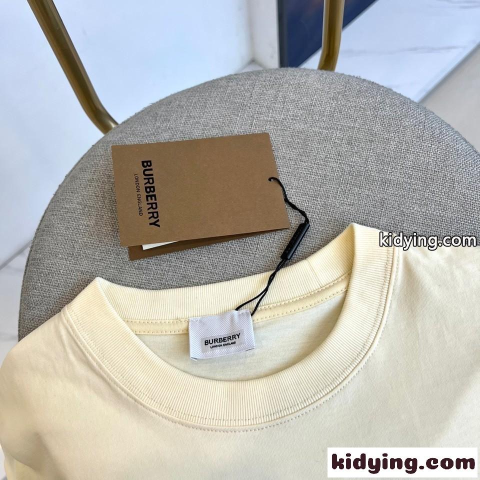 カジュアル リラックス 半袖Tシャツ バーバリー Tシャツ 偽物 クルーネック ベージュ-1