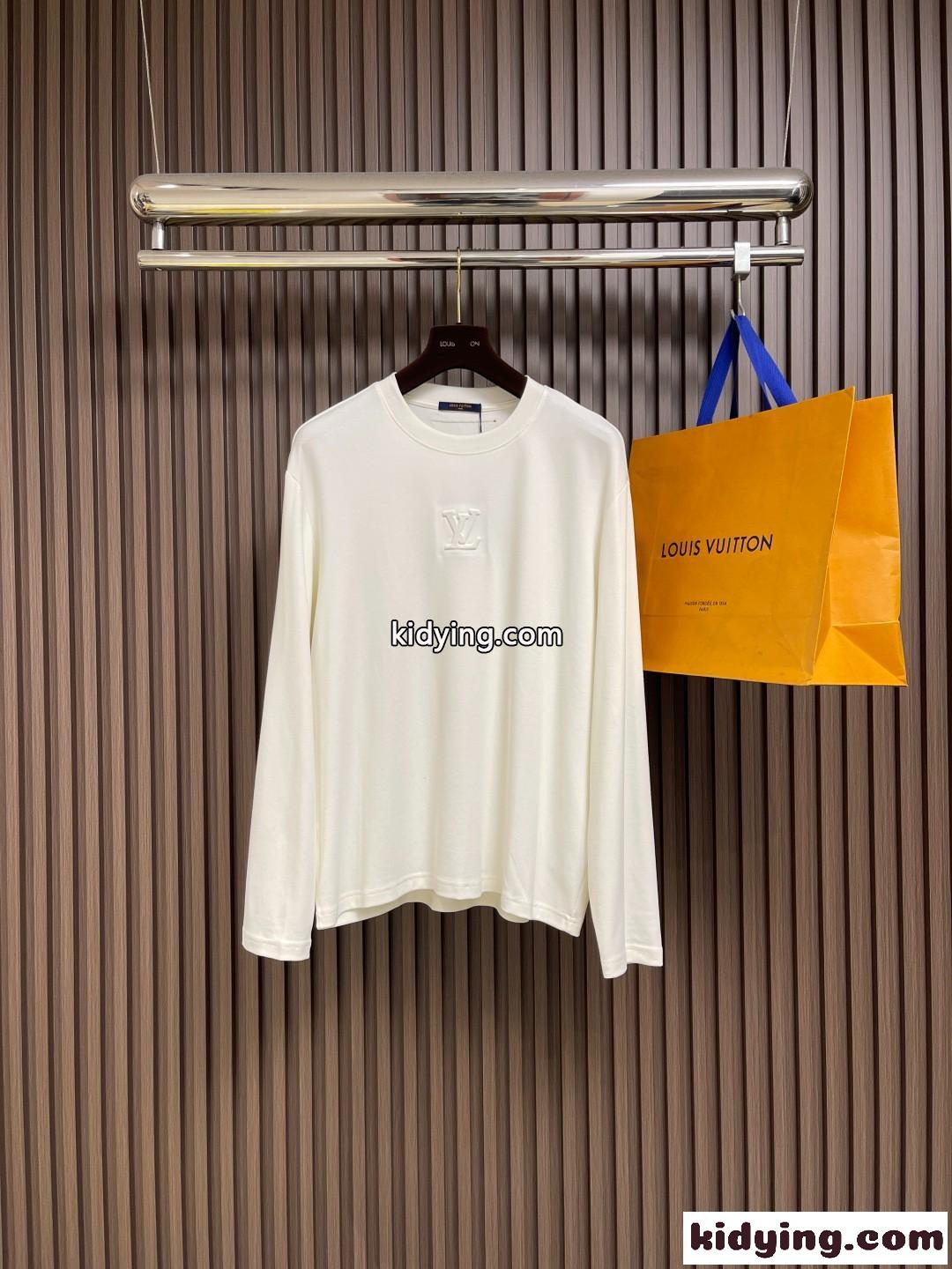 エンボスLVロングスリーブTシャツ ルイ・ヴィトン Tシャツ スーパーコピー ホワイト-0