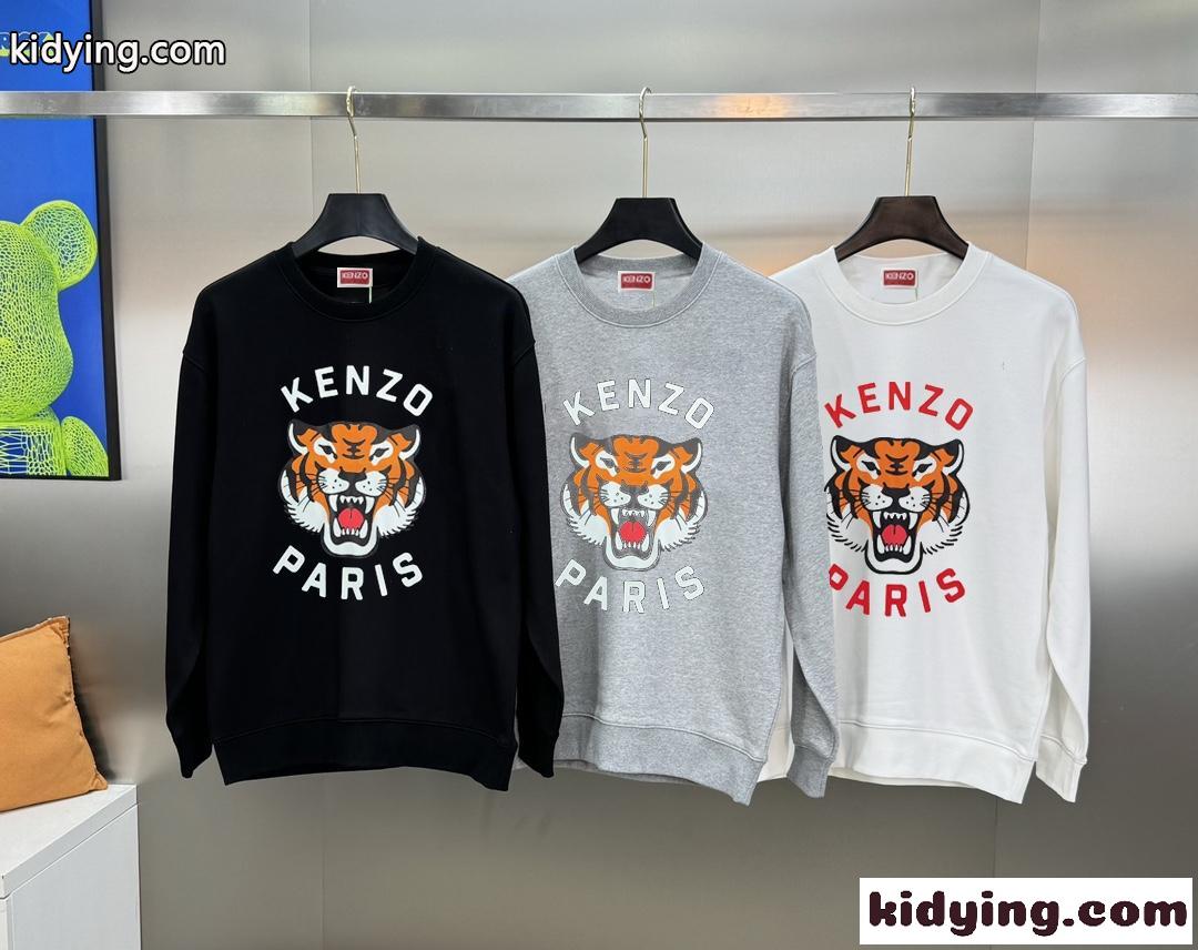 LUCKY TIGER プリント クルーネック スウェットシャツ ケンゾー Tシャツ コピー-0