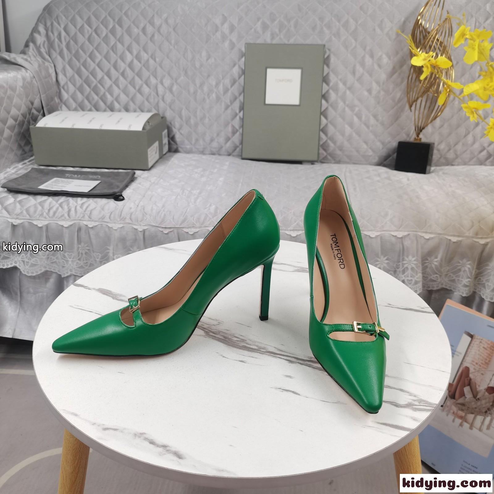 洗練された Angelina レザーパンプス トムフォード パンプス コピー グリーン-1