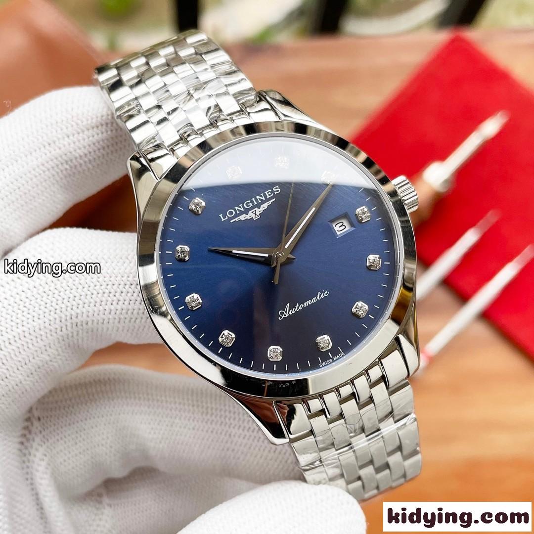 ロンジン 時計 コピー メンズ おしゃれ 高級 腕時計 うで時計 シンプル 41mm 人気 シルバー ゴールド 日付表示-3