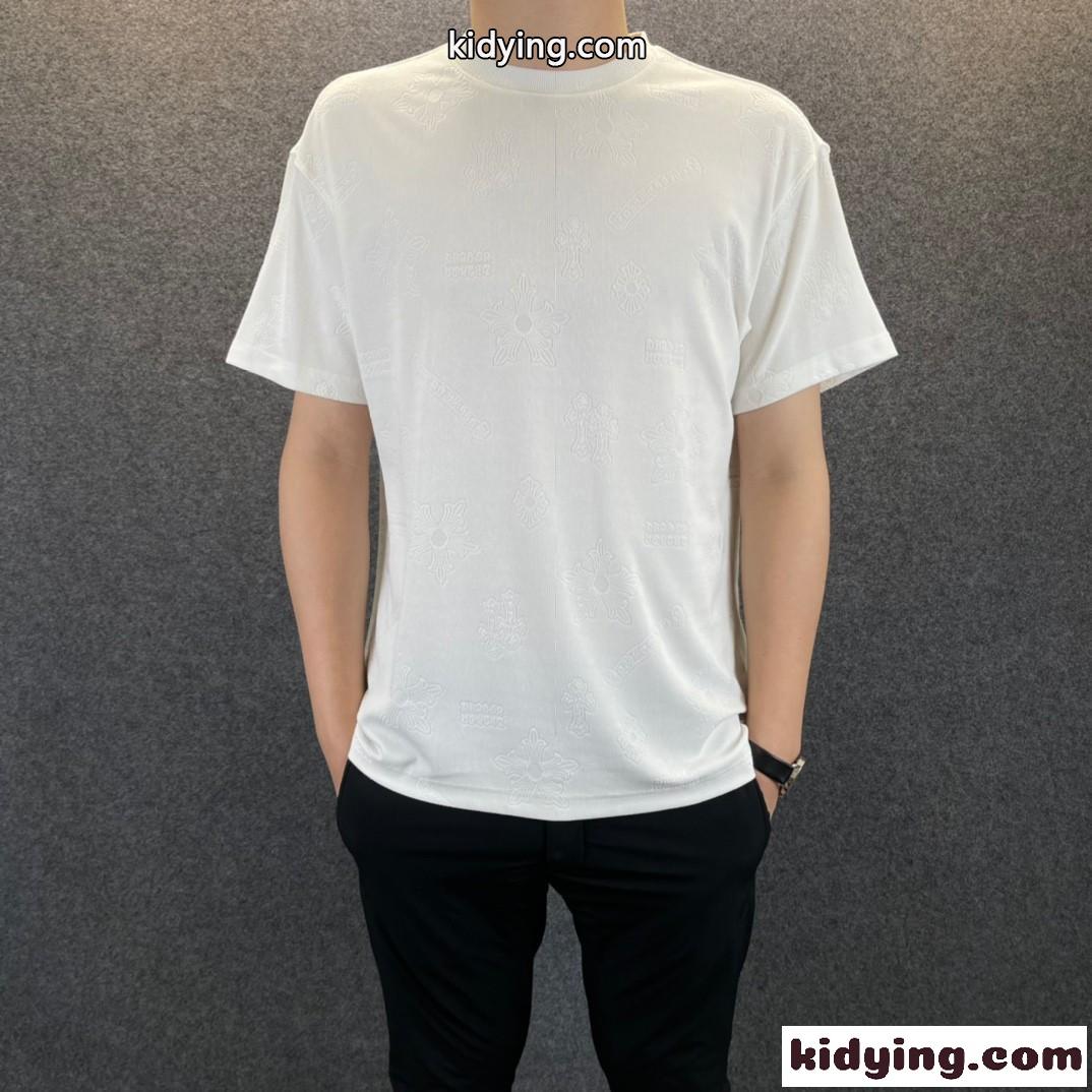 シンプル ジャガード ロゴ 上品 クルーネック クロムハーツ tシャツ コピー 半袖 着心地抜群 カジュアル-0