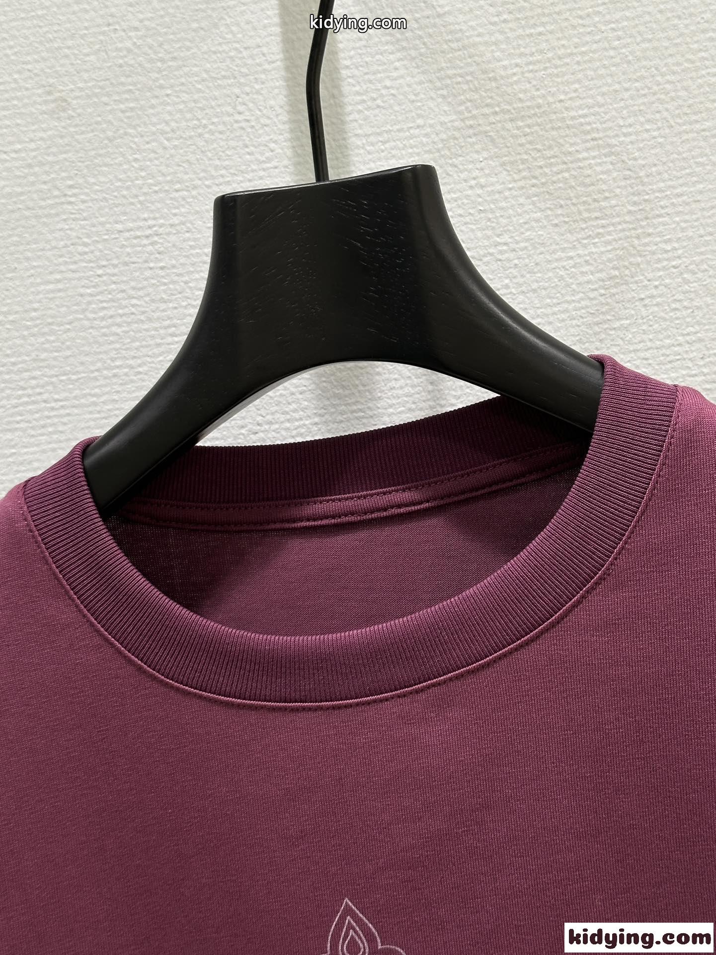 ユニセックス プリント 半袖Tシャツ クロムハーツ Tシャツ コピー コットン パープル-2
