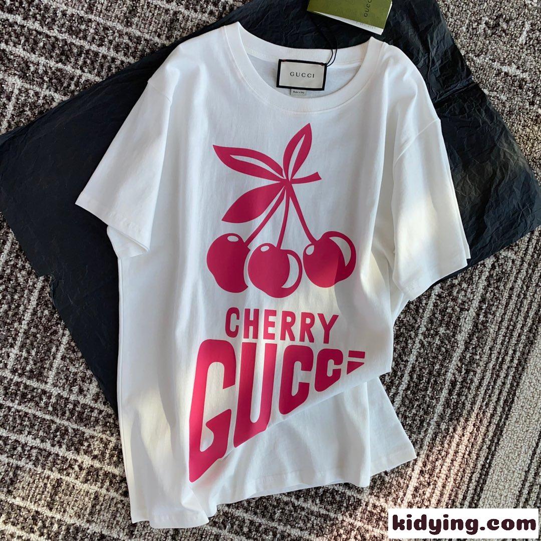ゆったり トップス カジュアル ユニセックス グッチ 半袖Tシャツ コピー クルーネック おしゃれ 春夏 新作 プリント-2