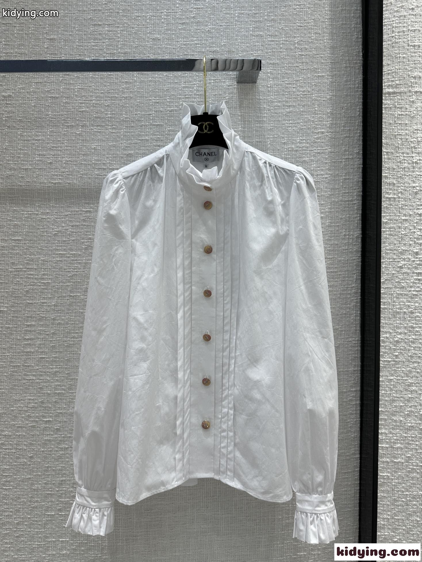 可愛い フェミニン フリル シャネル シャツ 偽物 レディース ファッション-2