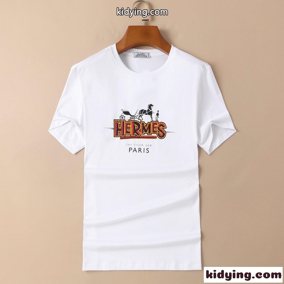合わせやすい 3色あり カジュアル プリント エルメス 半袖tシャツ コピー サイズ豊富 定番 トップス-4
