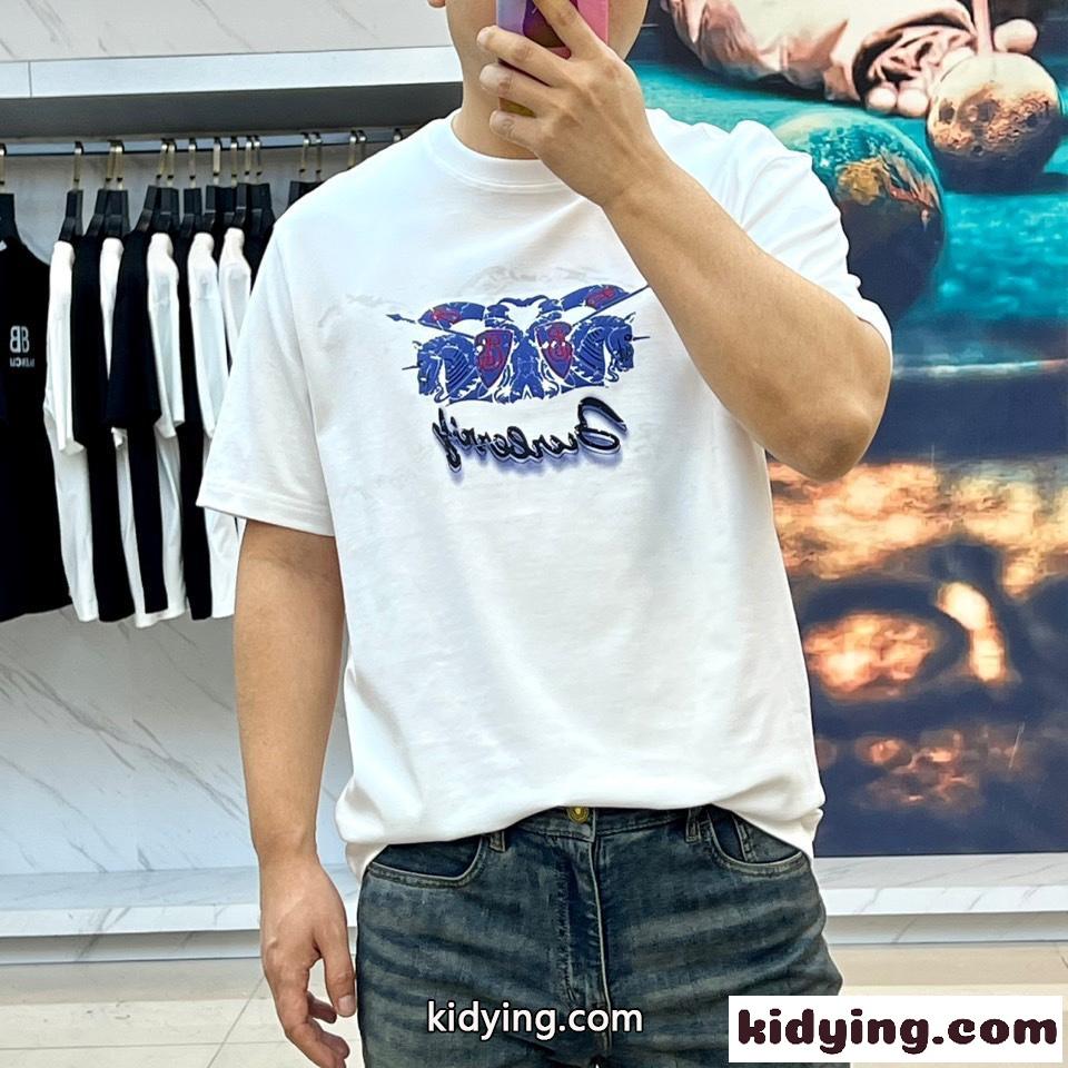 おしゃれ カジュアル バーバリー Tシャツ コピー プリント 半袖Tシャツ ホワイト-1
