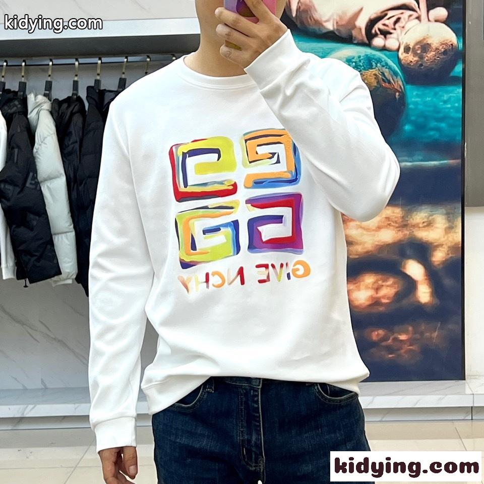 ロゴプリント コットン スウェットシャツ ジバンシィ Tシャツ コピー ホワイト-0