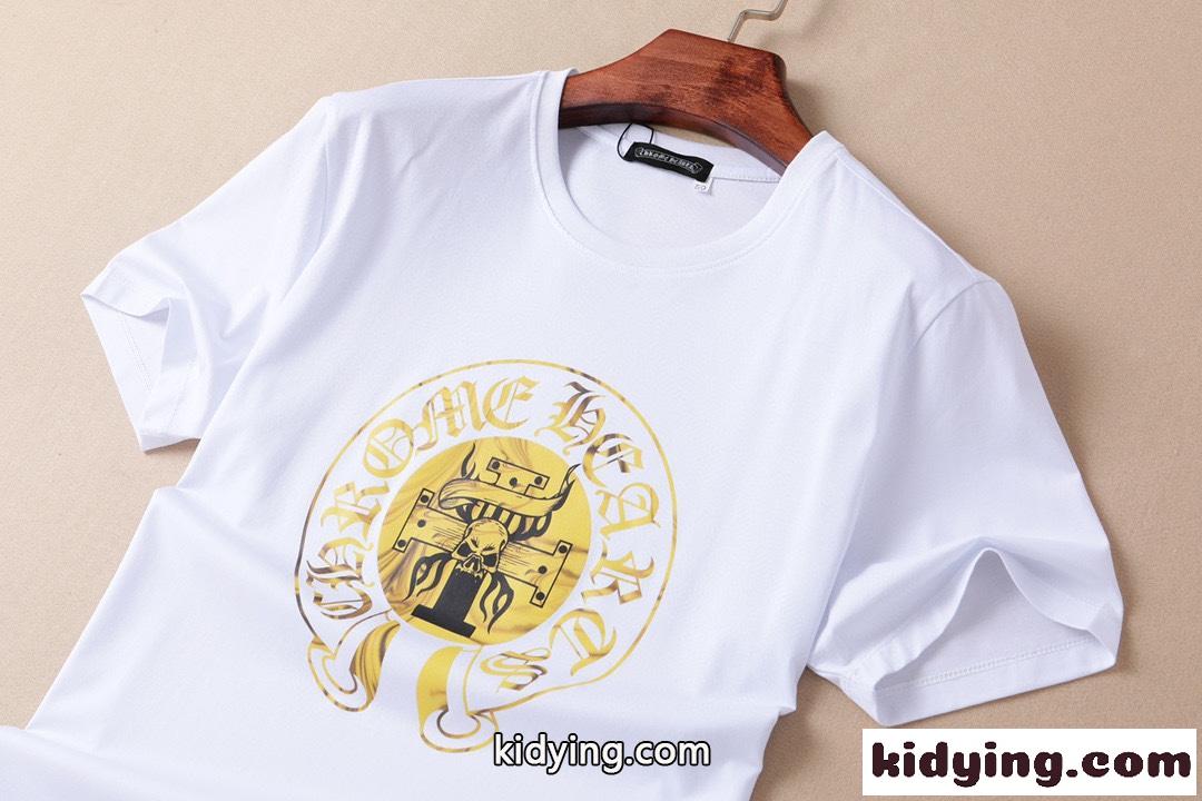 着心地い インパクト ロゴ プリント クルーネック クロムハーツ 半袖Tシャツ コピー カジュアル おしゃれ-4