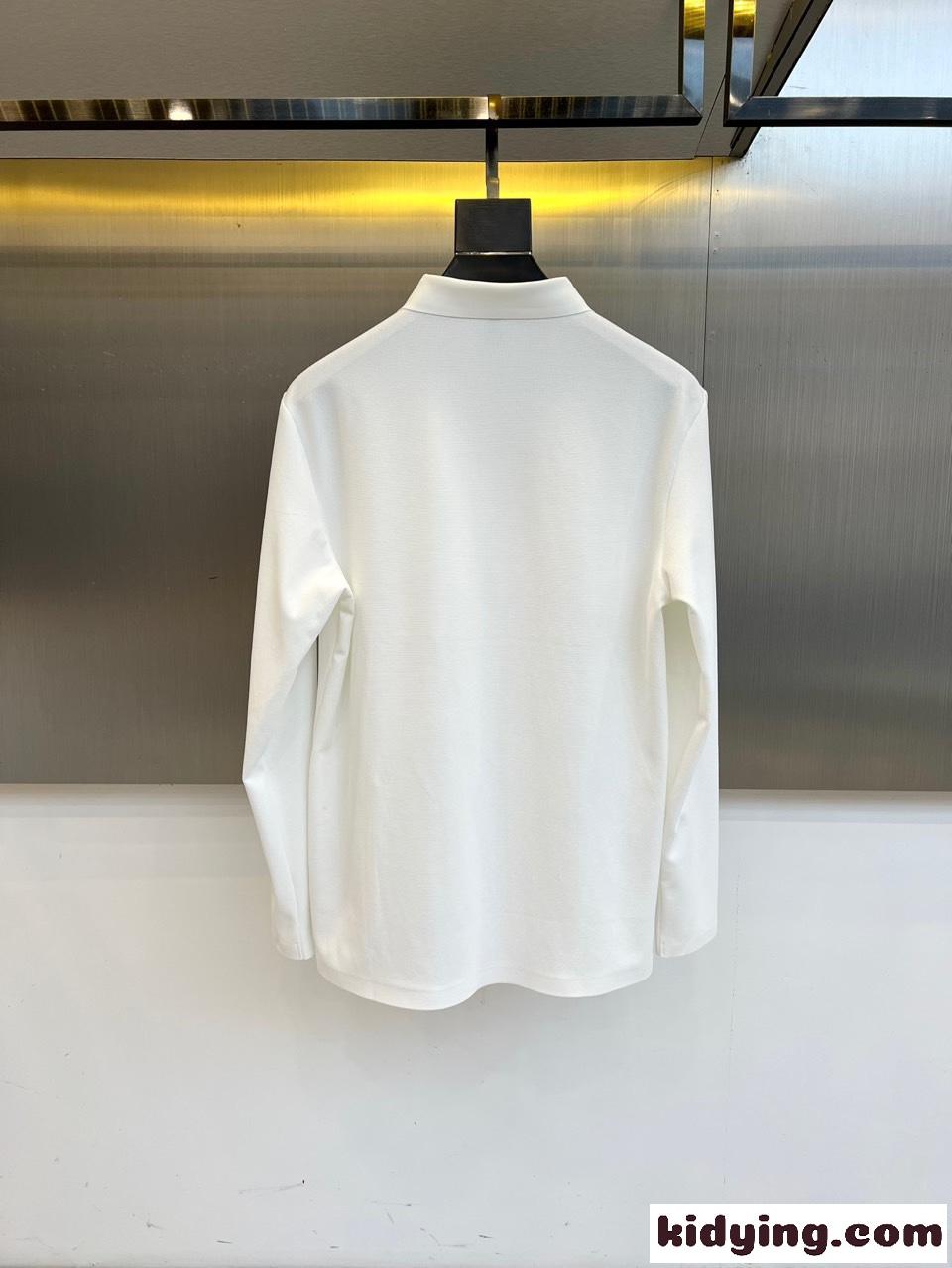 カジュアル ナイロン切り替え 長袖ポロシャツ バーバリー Tシャツ 偽物 ホワイト-3