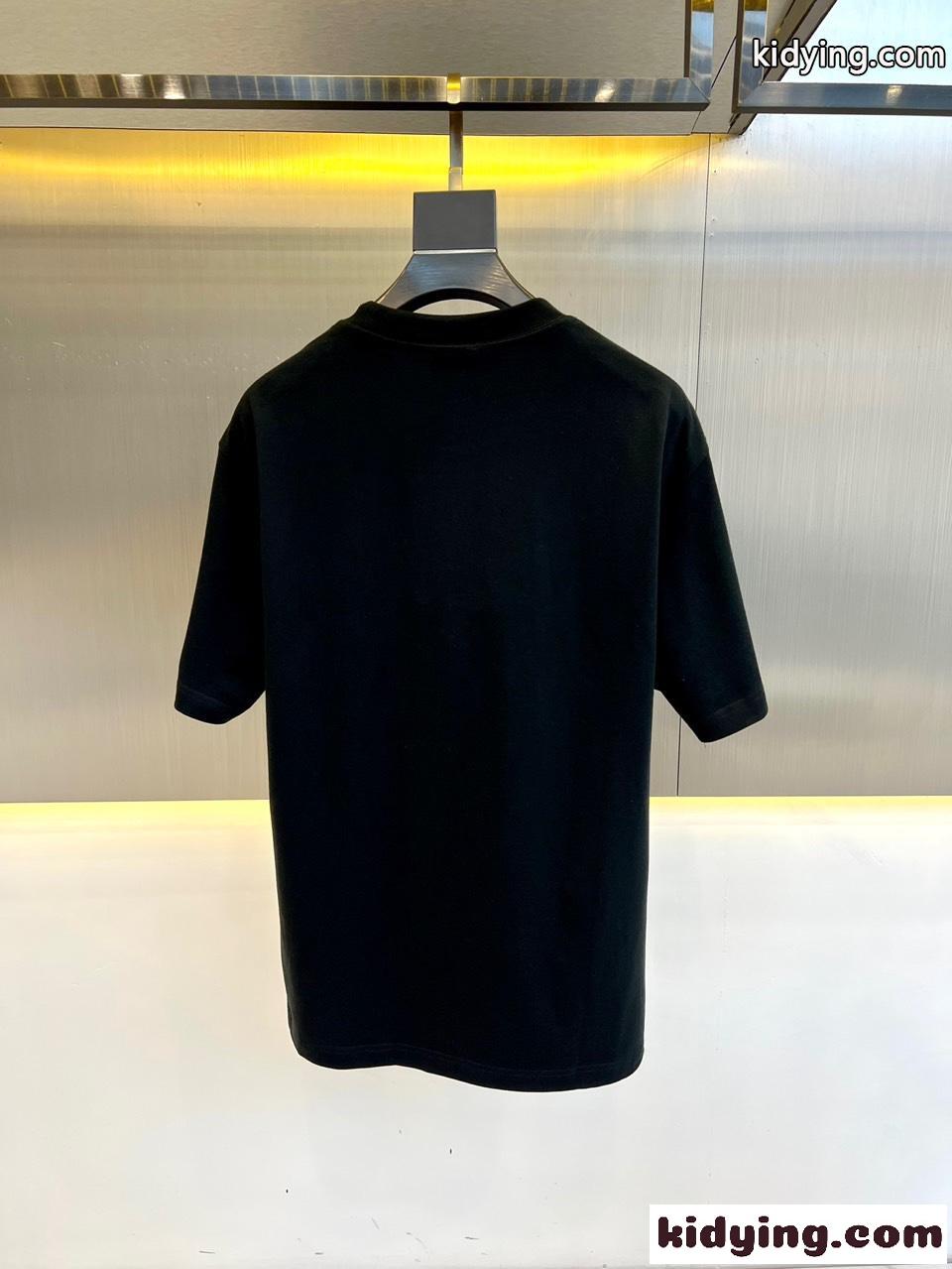 カジュアル プリント コットンＴシャツ バーバリー 半袖Tシャツ コピー ブラック-4